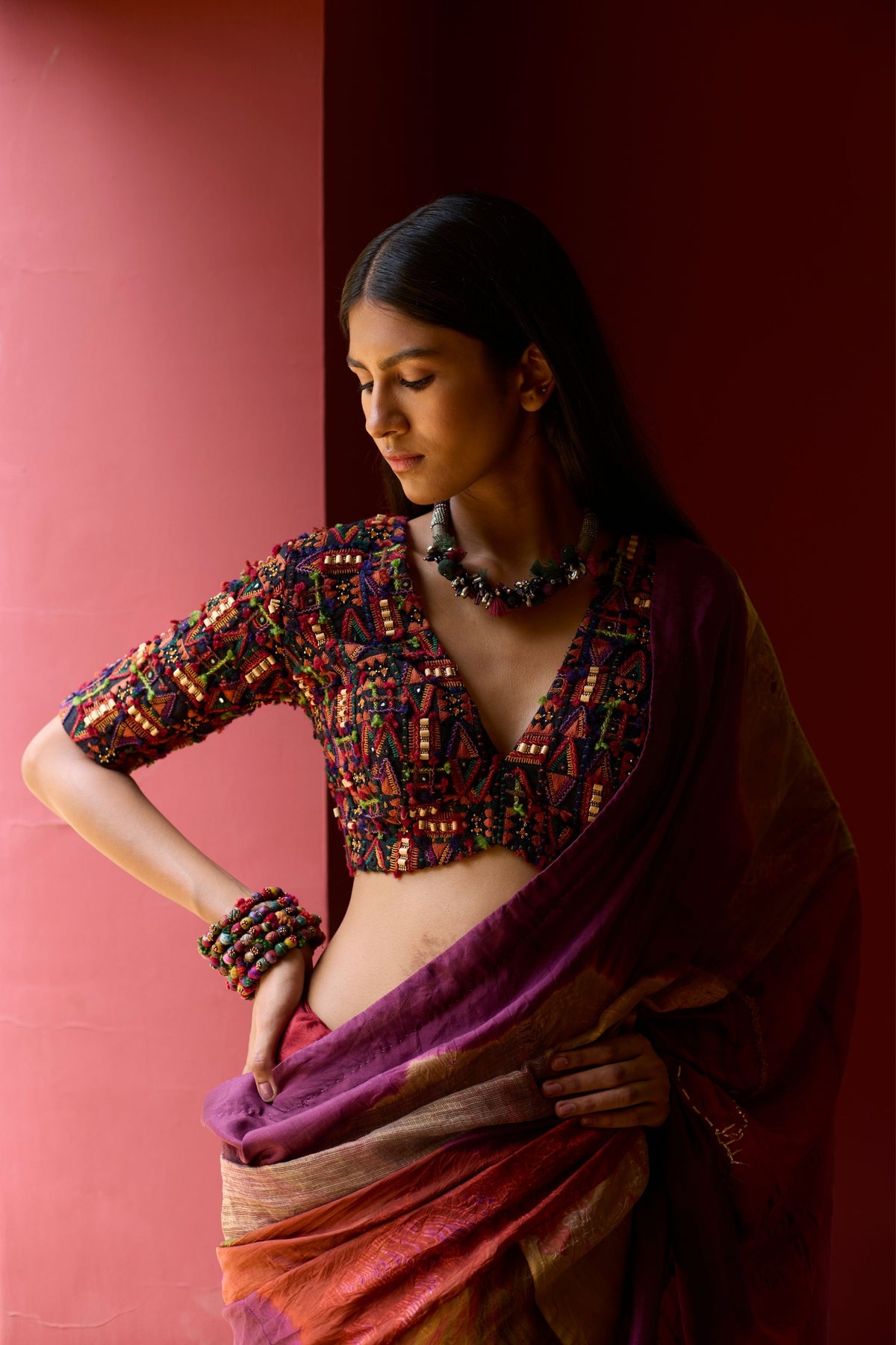 Multicolor Overdyed Lehenga Set