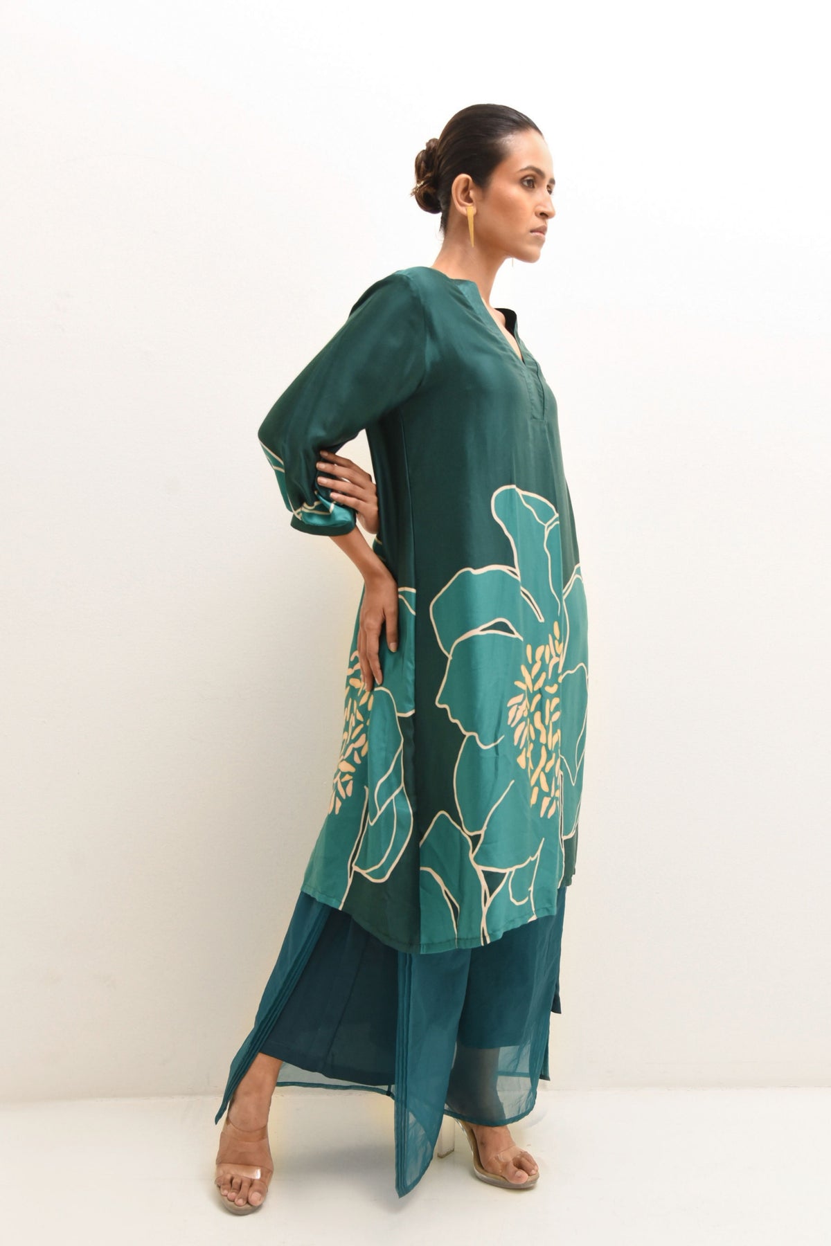 Layered Pants With Printed Kurta