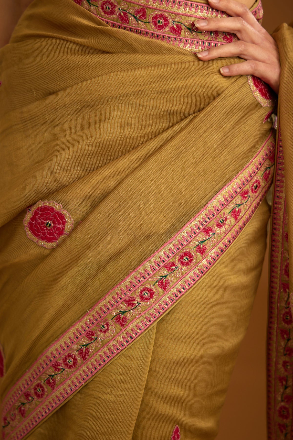 Mustard gold Saree set