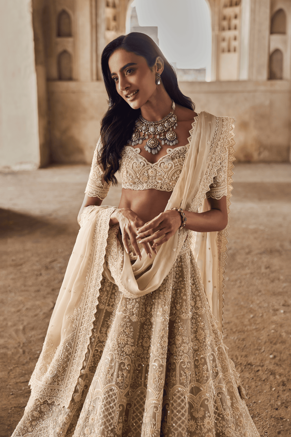 Greyish Ivory Meena Lehenga Set