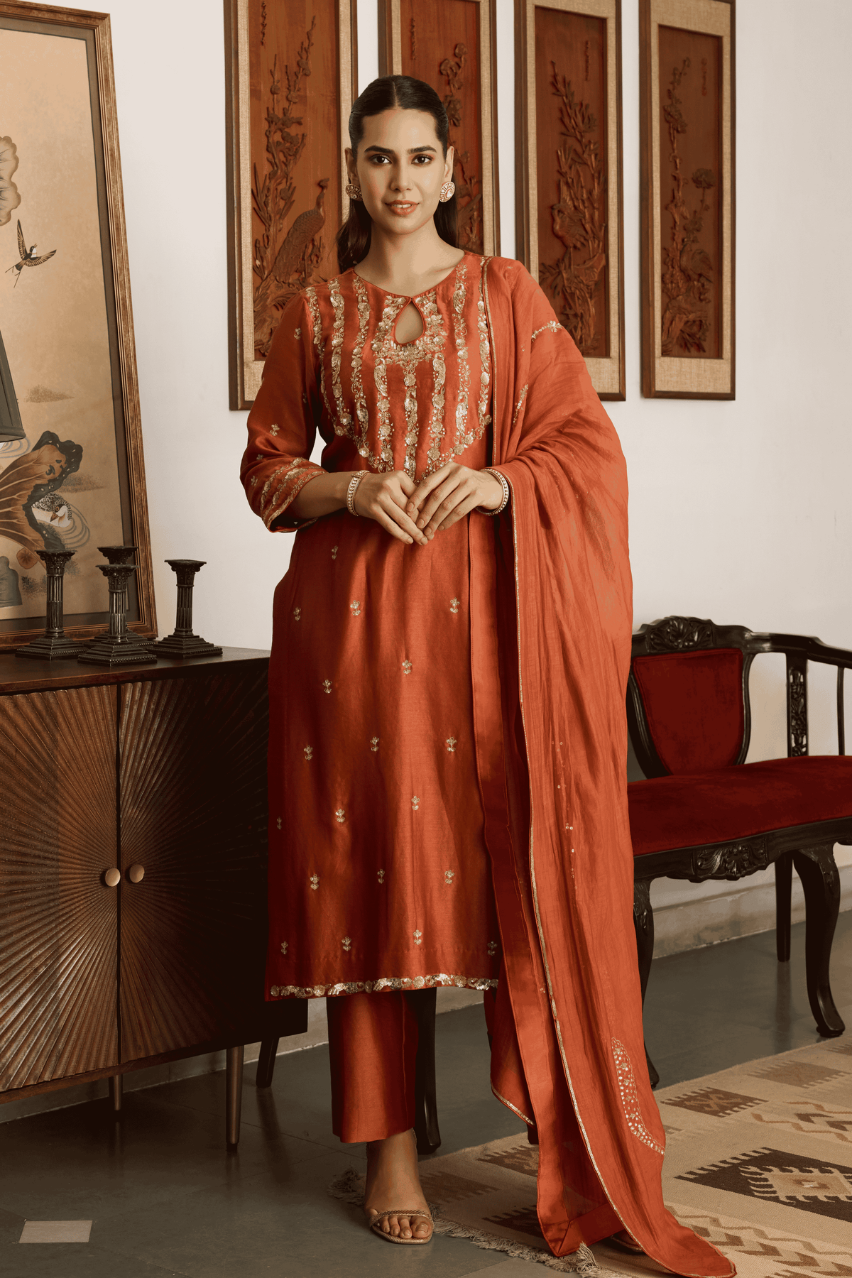 Chanderi Kurta Set With Dupatta