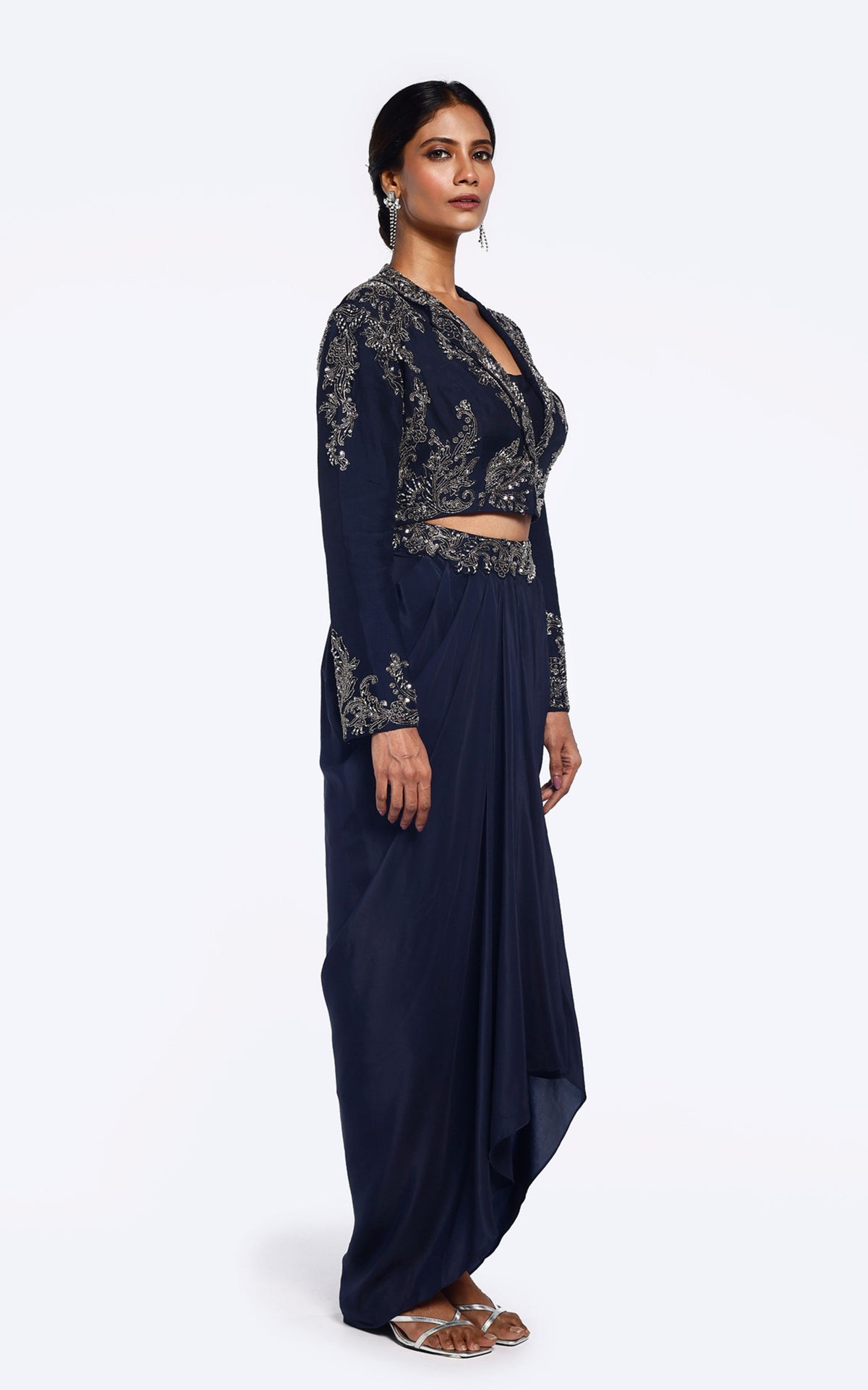 Silk blazer and dhoti skirt co-ord