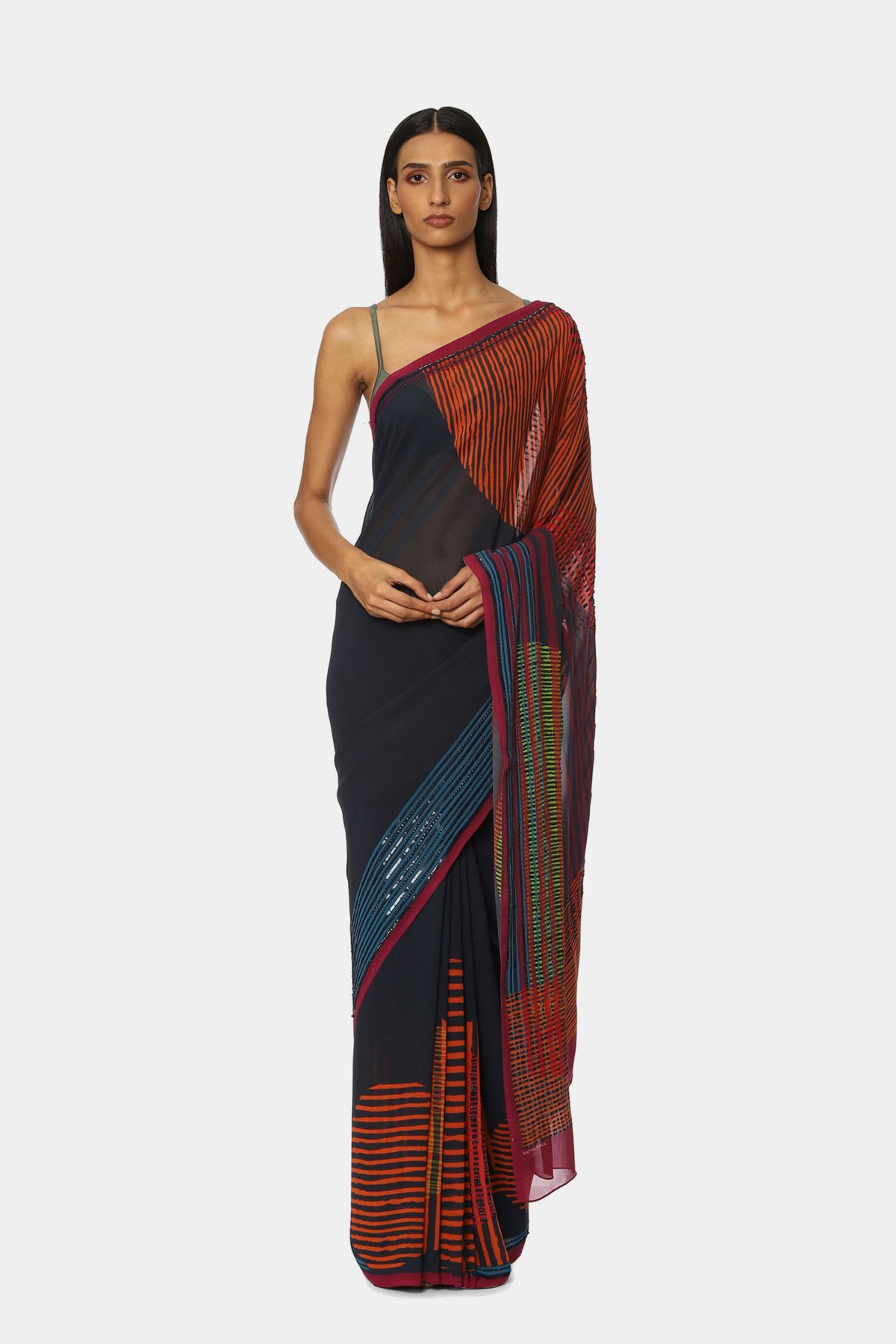 The Embellished Line Play Saree