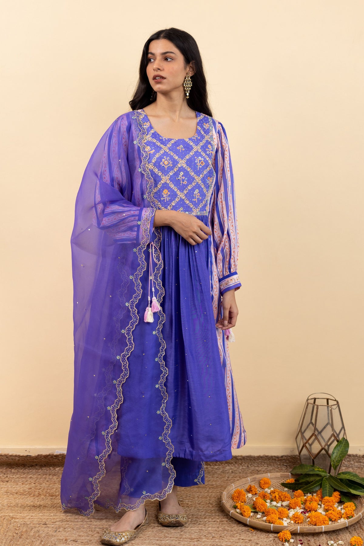 Purple Kira Gathered Kurta Set