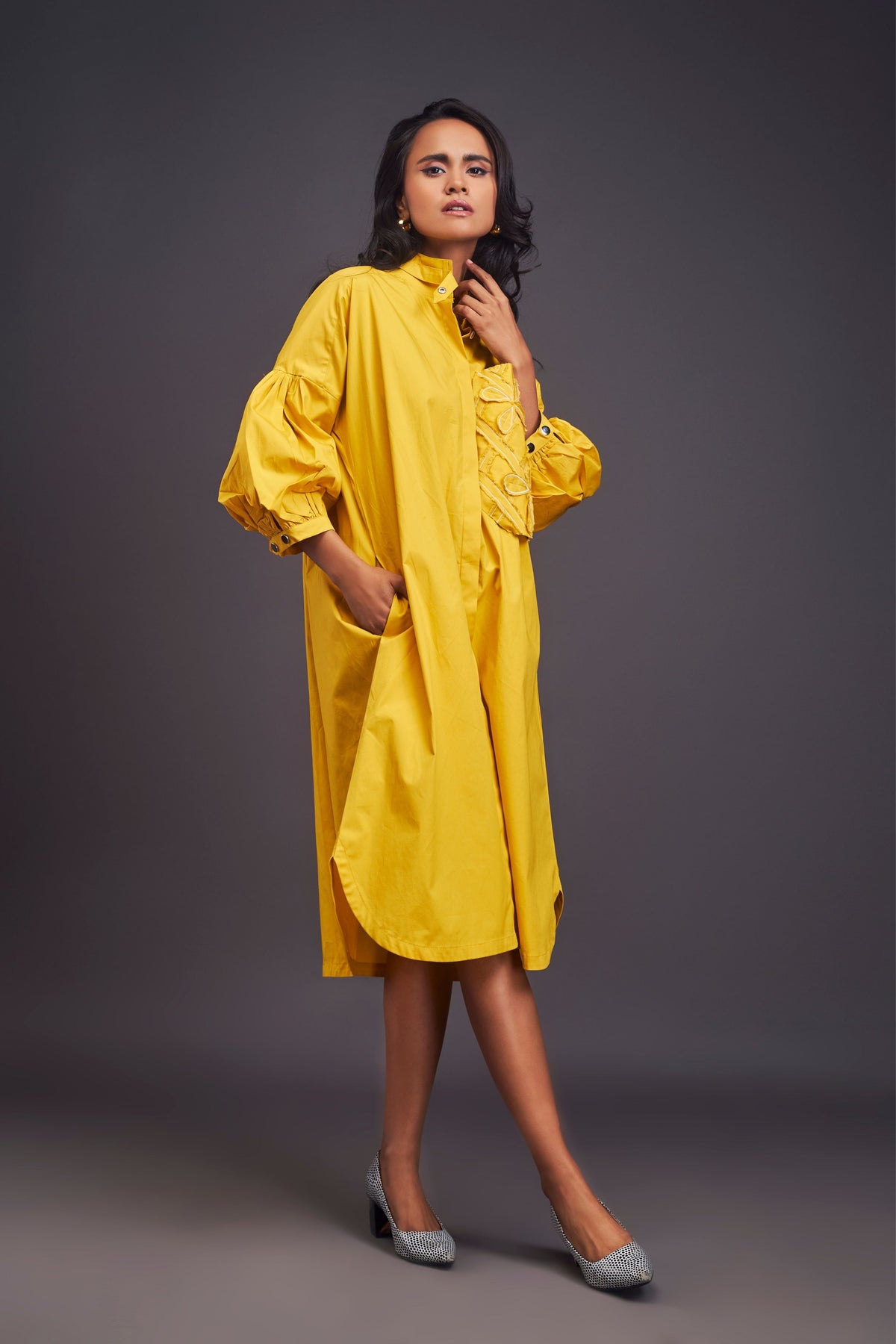 Yellow Oversized Shirt Dress