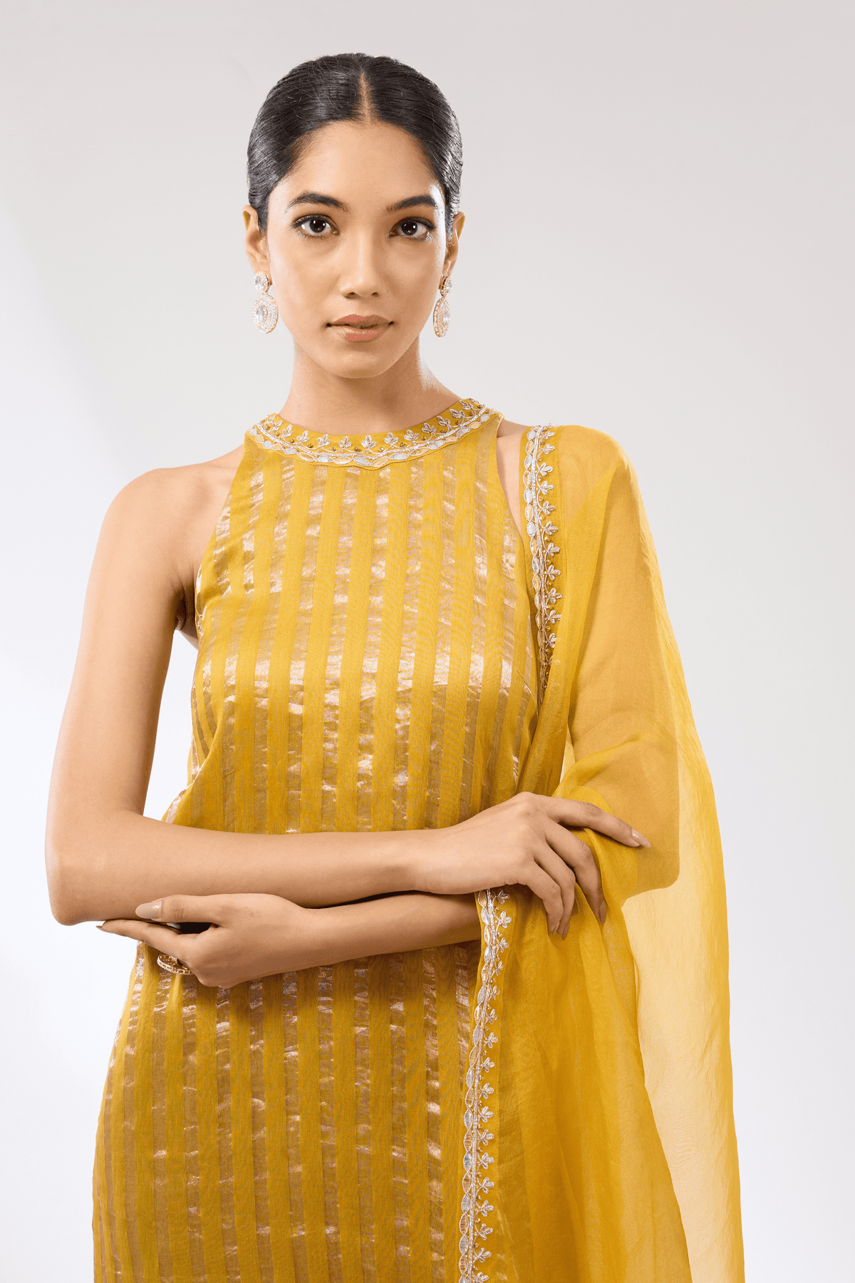 Gota Patti Mustard Kurta Set