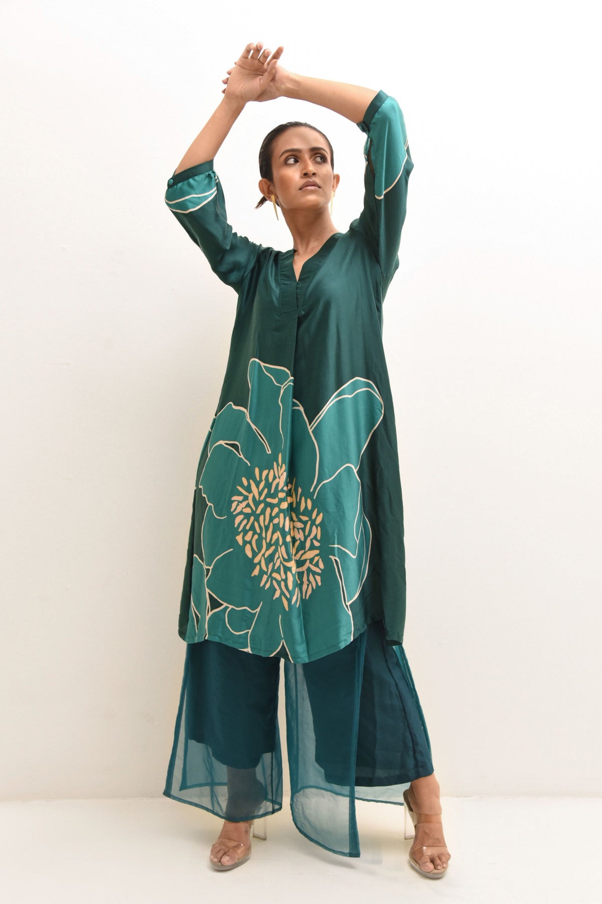 Layered Pants With Printed Kurta