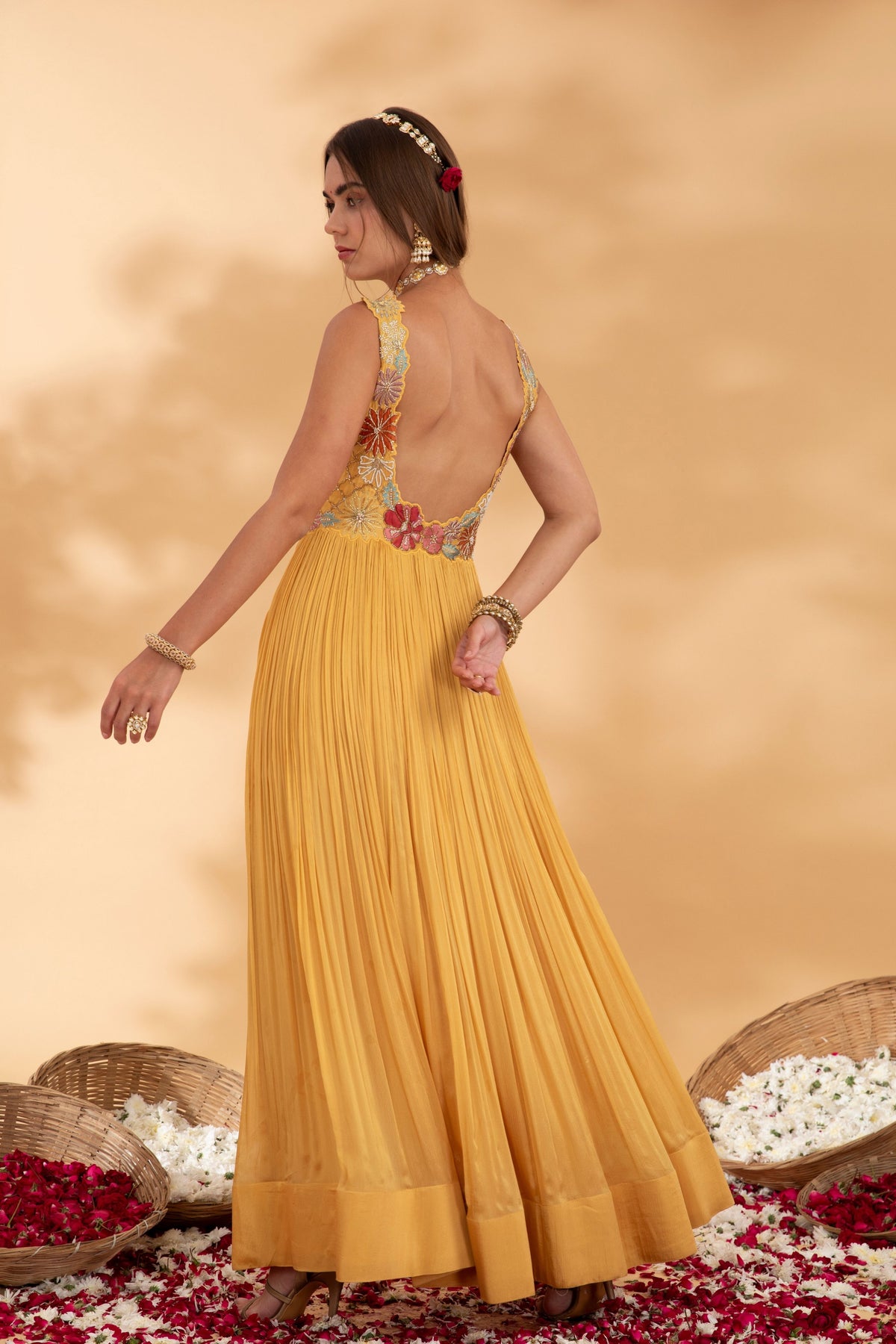 Golden Yellow Anarkali Set