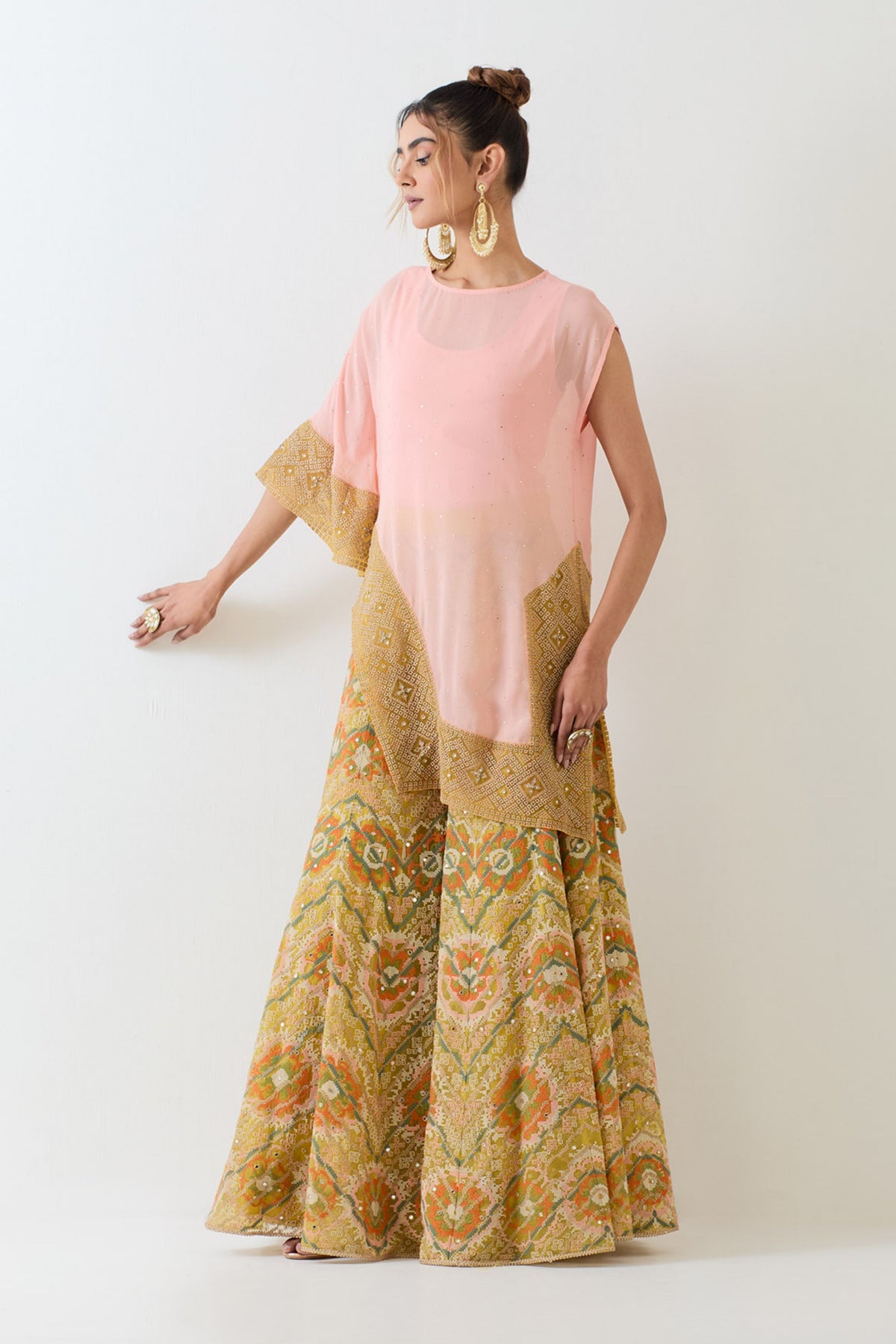 Pale Pink Cape With Sharara