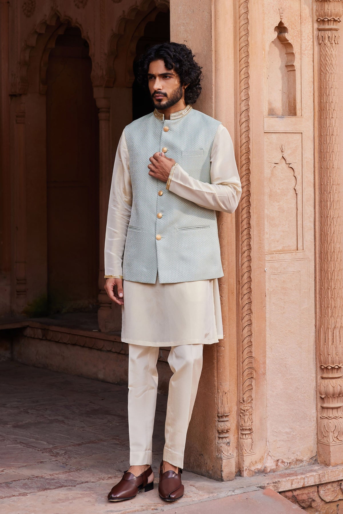 Basit Silk Nehru Jacket Set