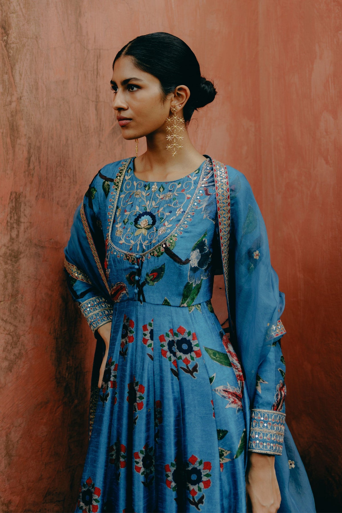 Azure Blue Anarkali Set