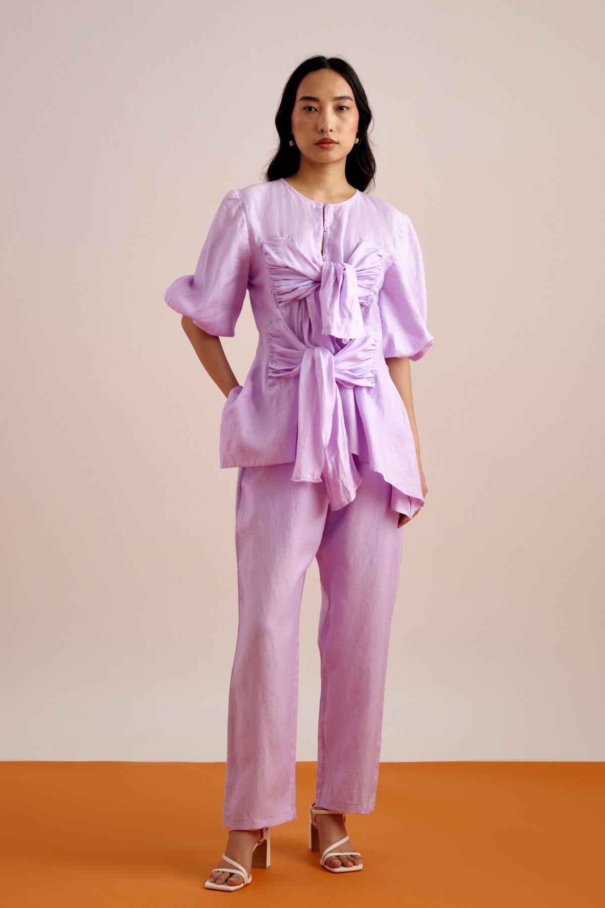 Echo Lilac Tie up Top and pant Set