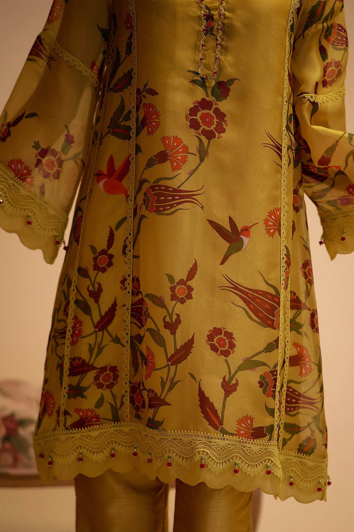 Farida Yellow Print Kurta Set