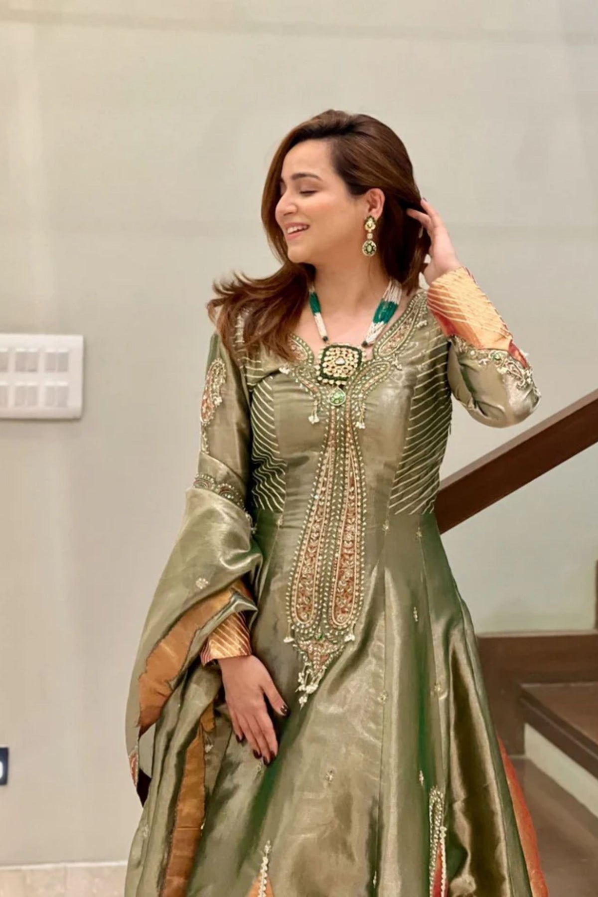 Emerald Anarkali With Dupatta