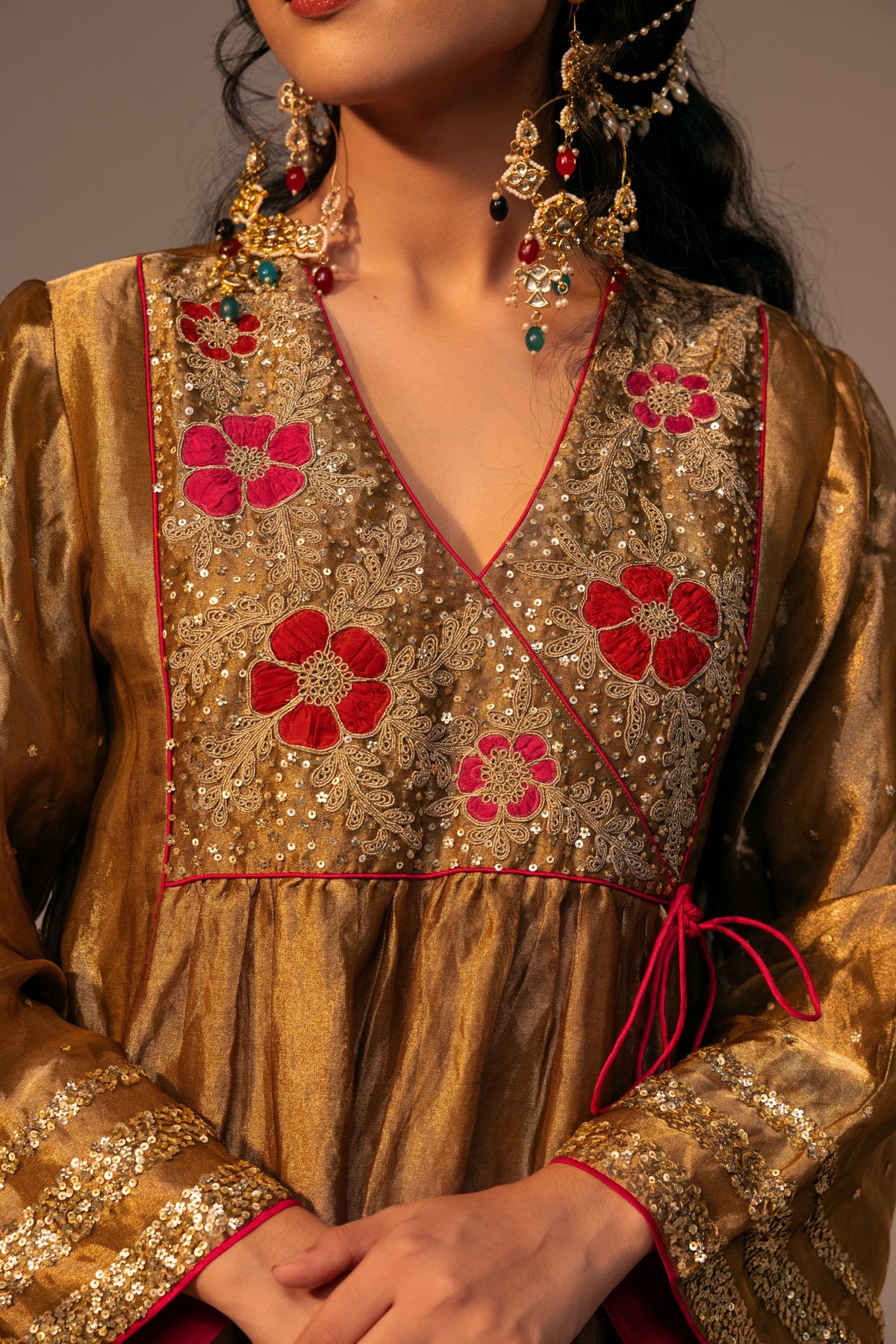 Gold Tissue Kurta Set