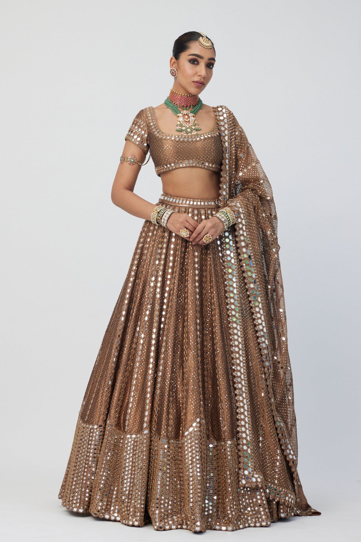 Copper Shimmer Mirror Lehenga Set