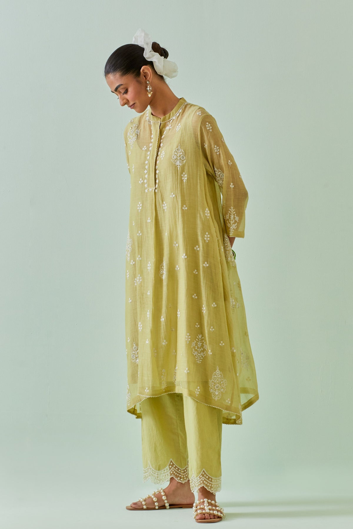 Green Dori Embroidery Kurta Set