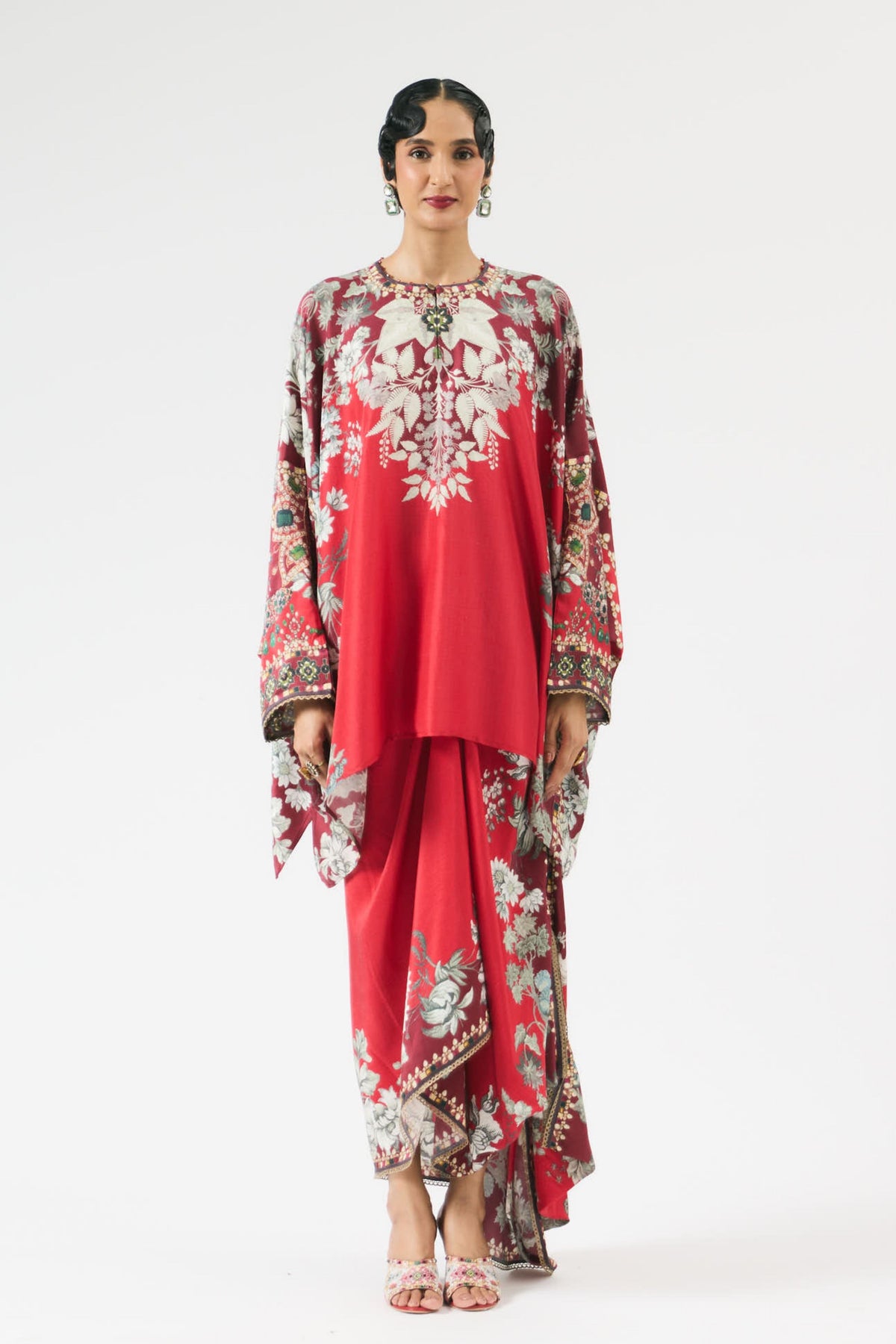 Nizam Insha Red Tunic Set