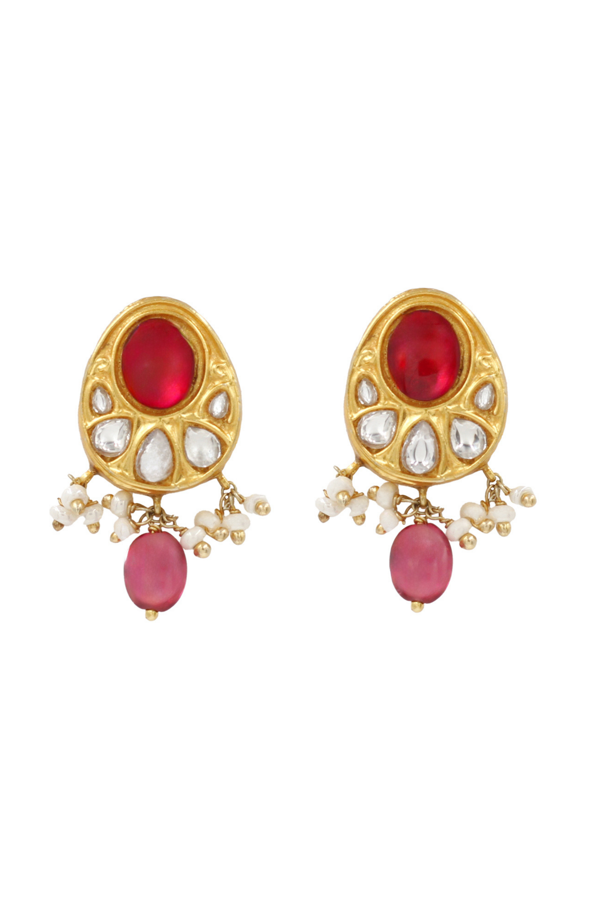 Luminous Gold Kundan Studded Earrings.