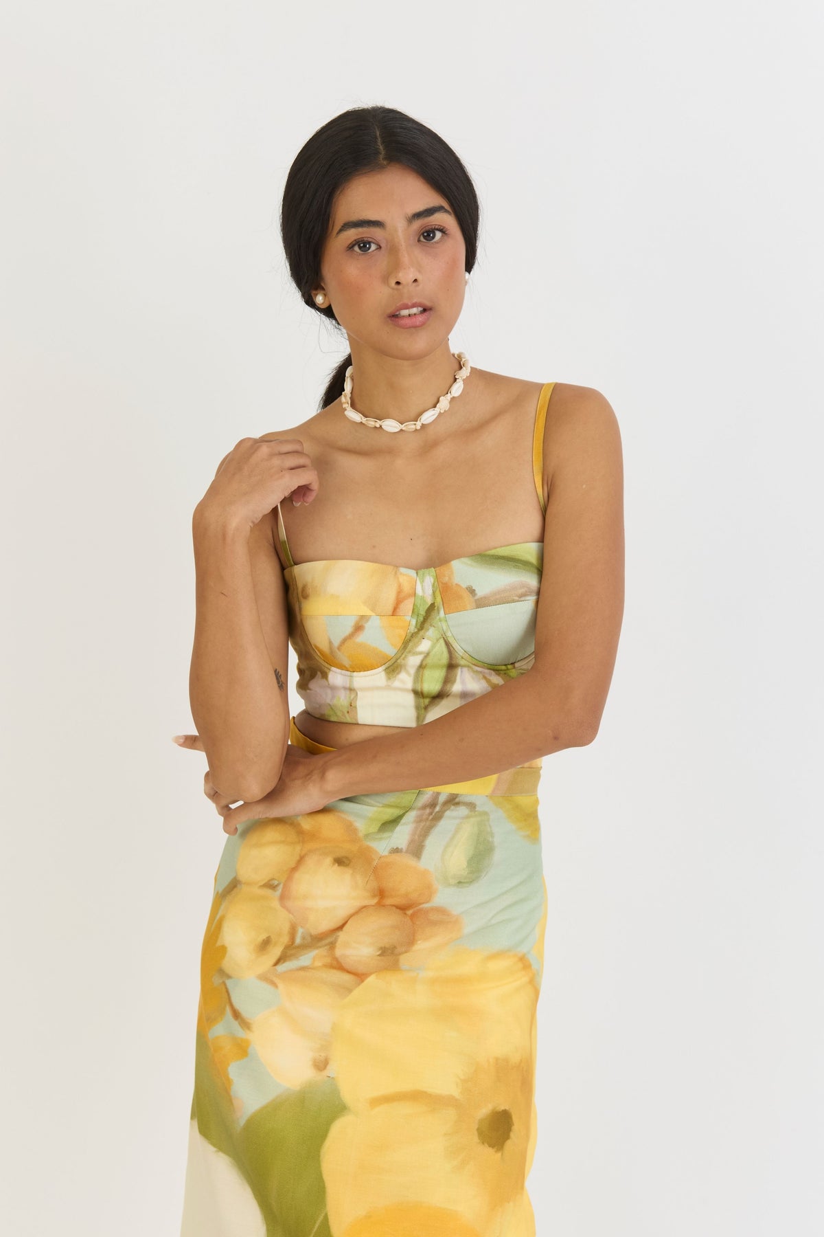 Lemonade Bralette &amp; Scallop Skirt Set