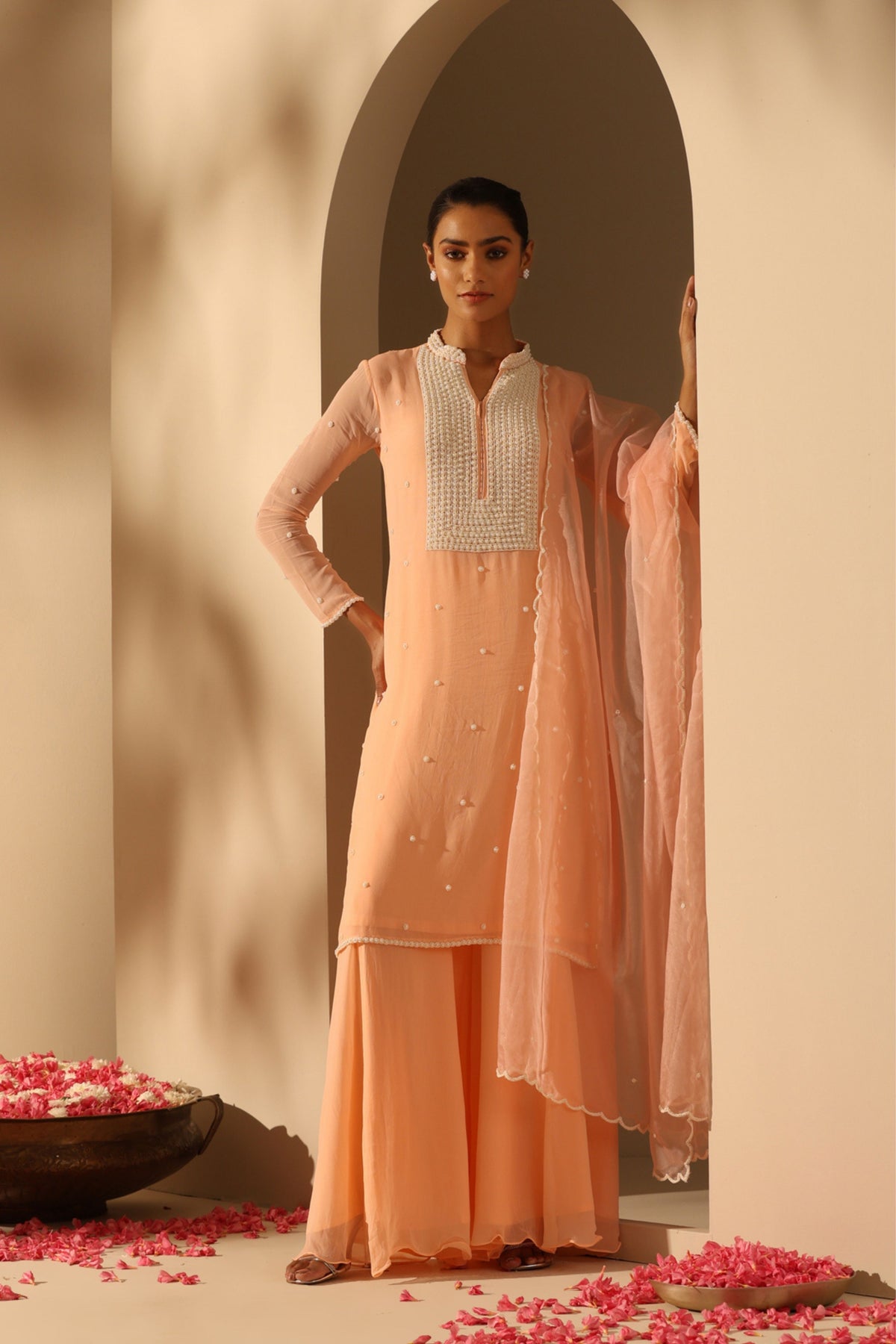 Chanda Orange Kurta Set