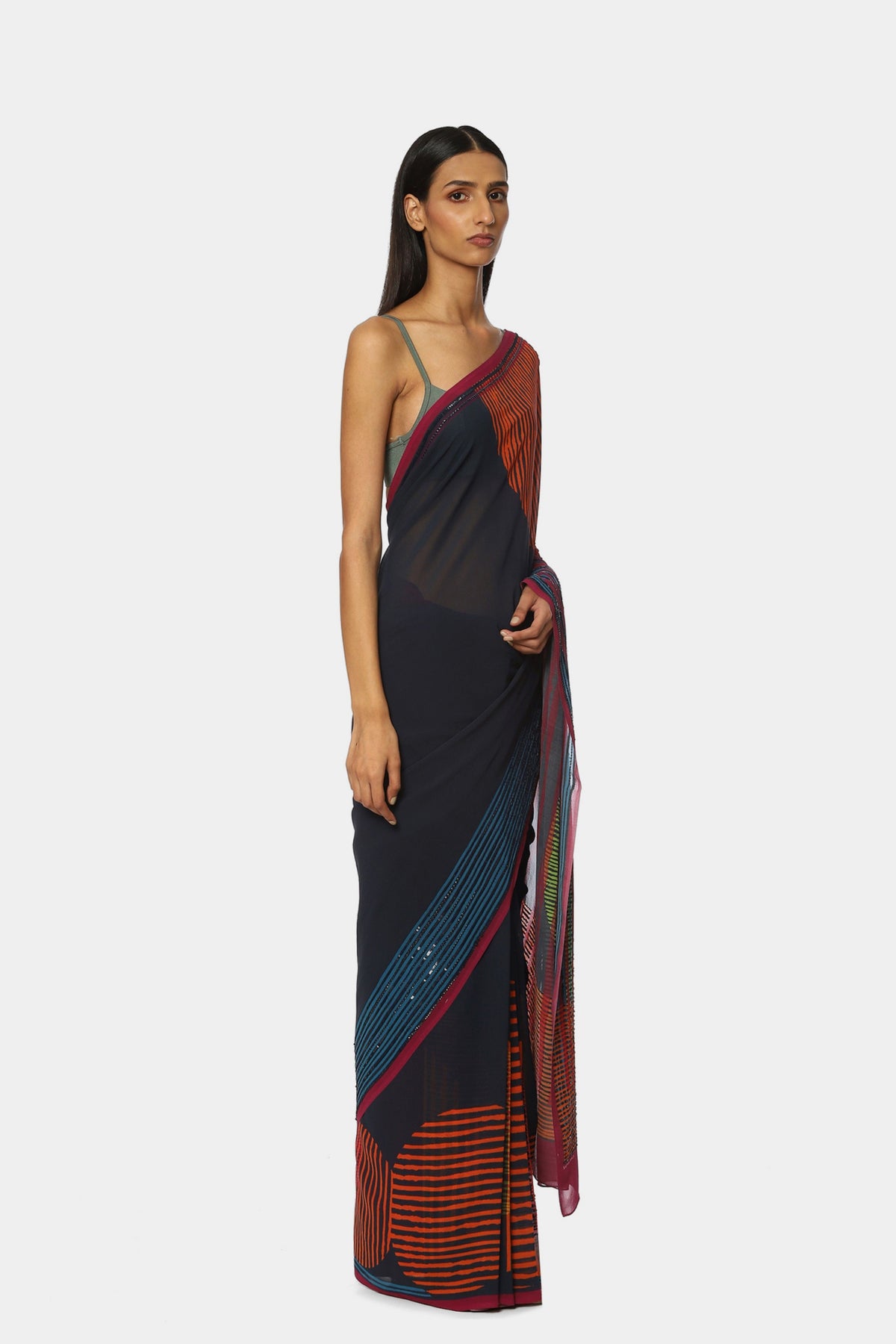 The Embellished Line Play Saree