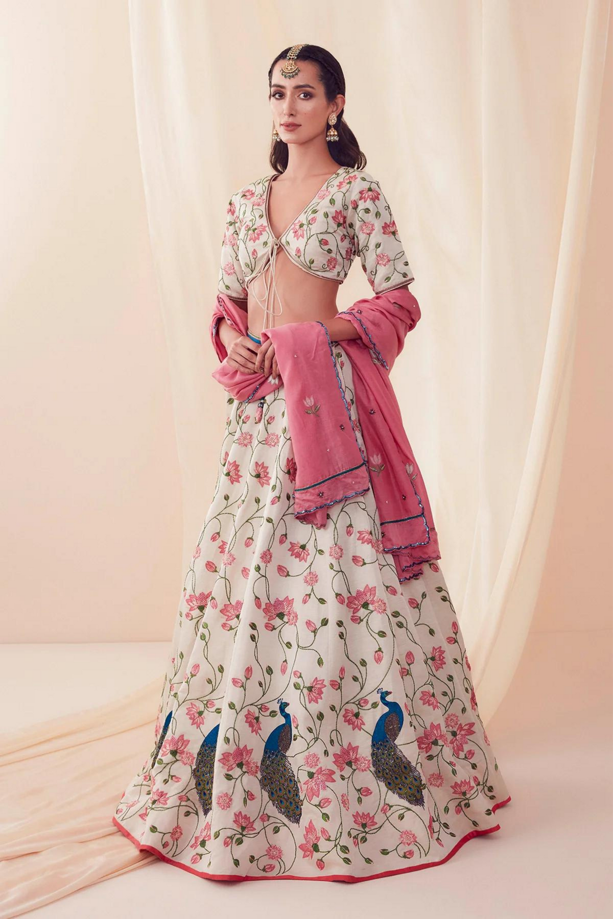 Ivory lotus garden lehenga