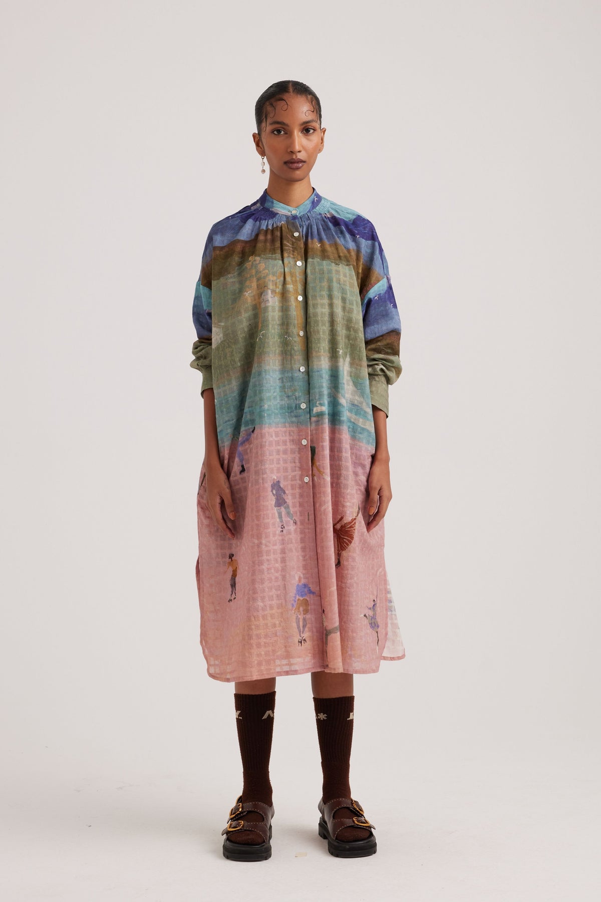 Skater Kaftan Shirt Dress