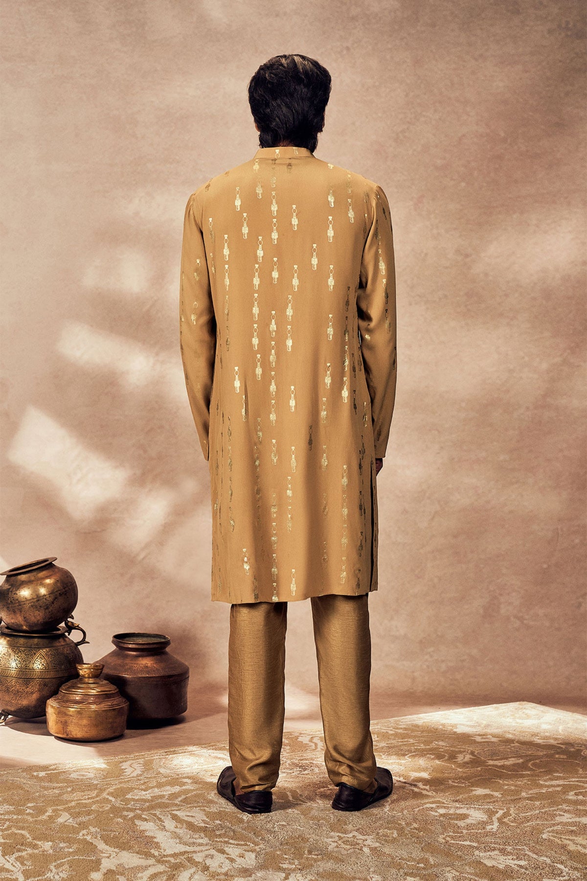 Beige Tribal Pillar Kurta