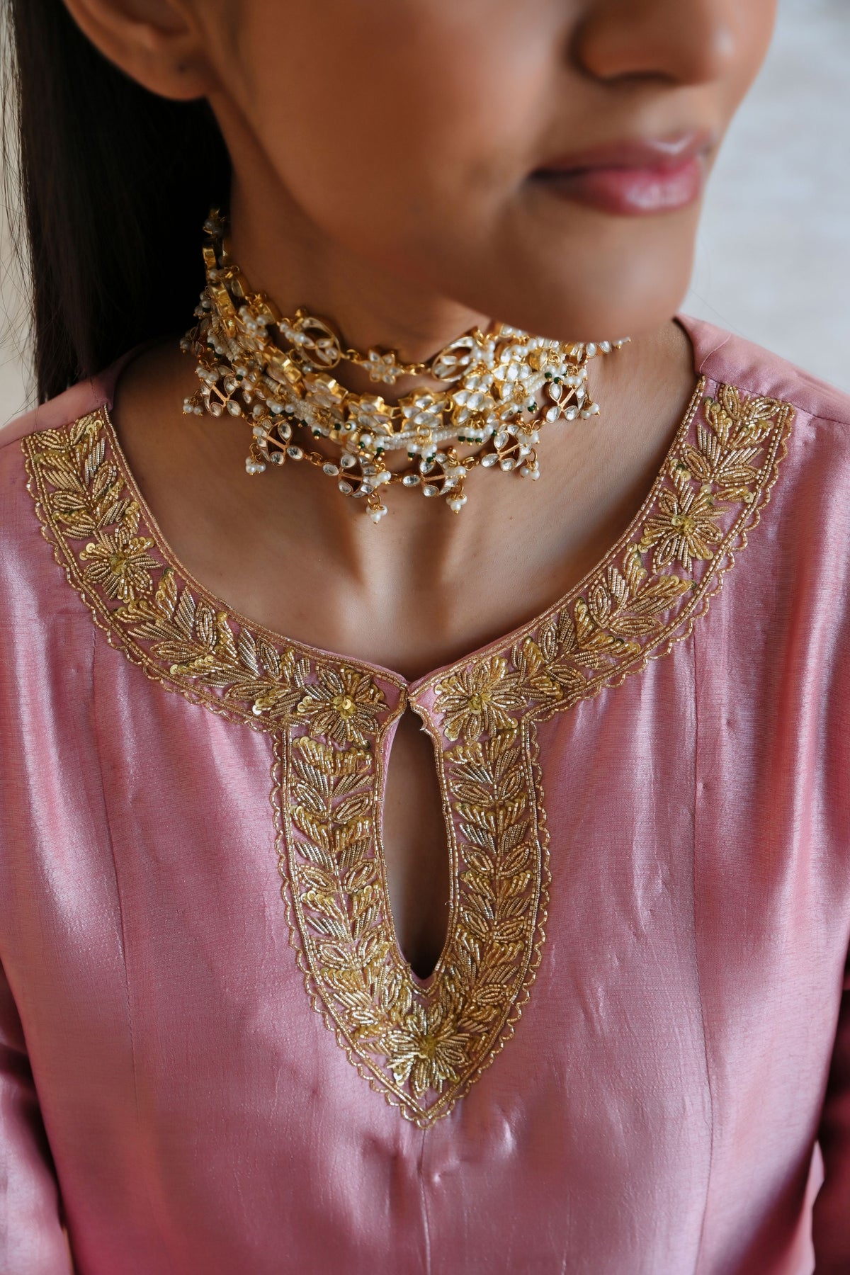 Mauve Pink Embroidered Anarakali Set