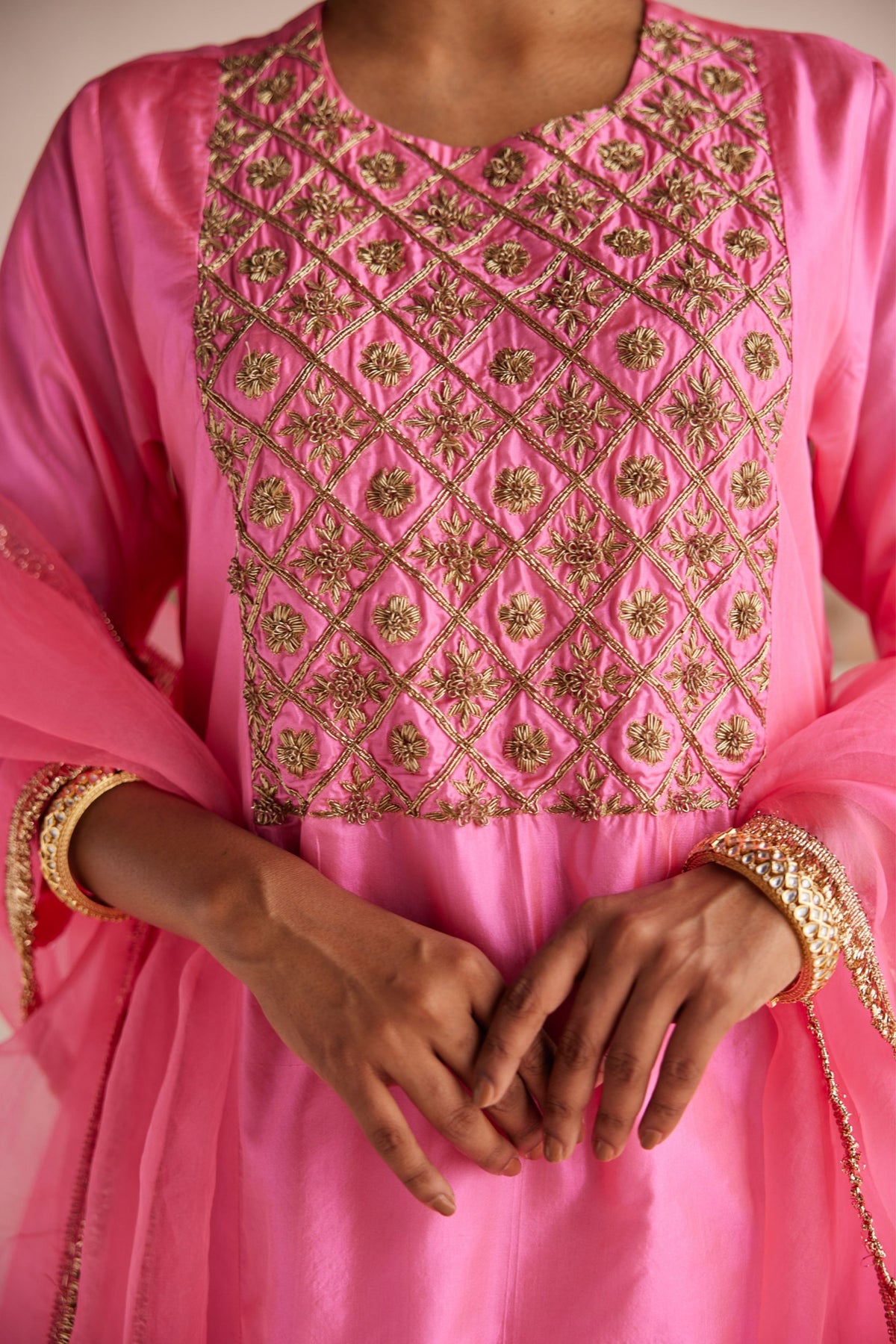 Neon Pink Silk Suit