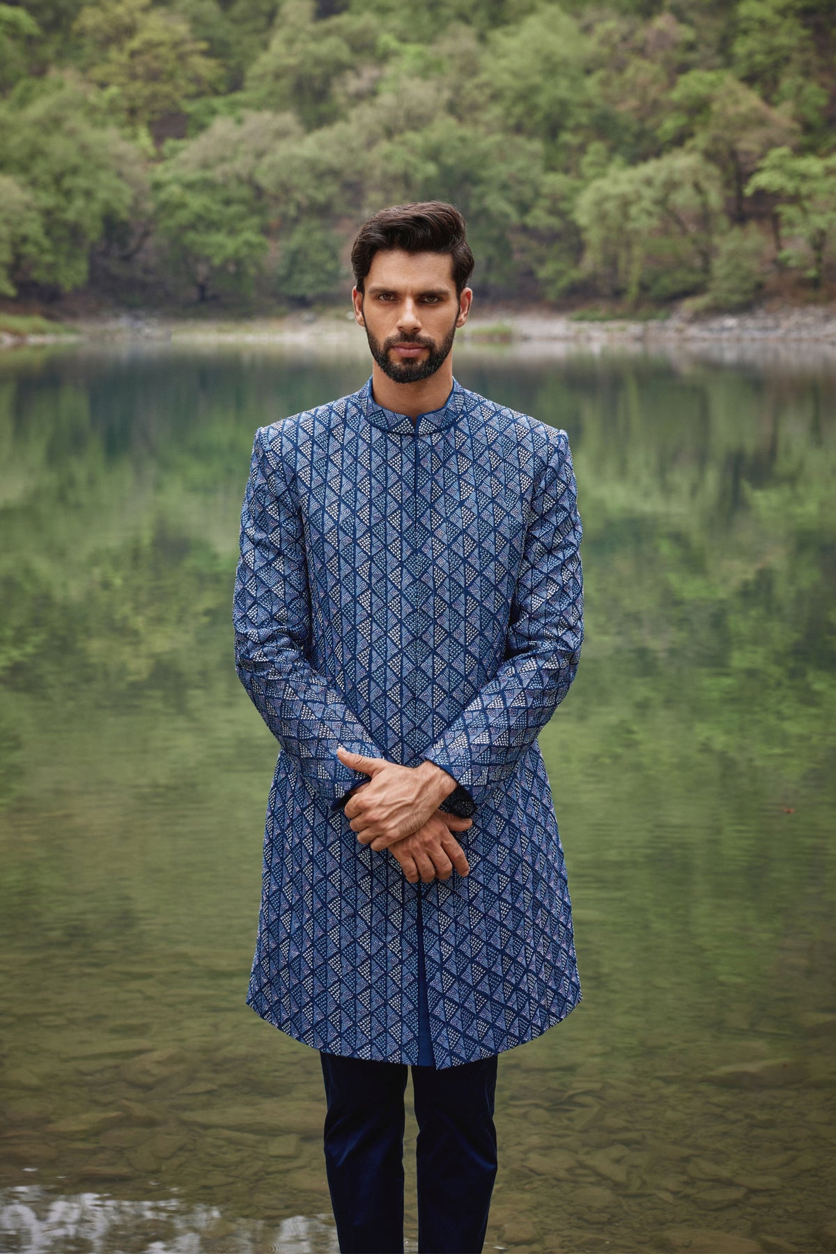 Carriben Blue Sherwani Set