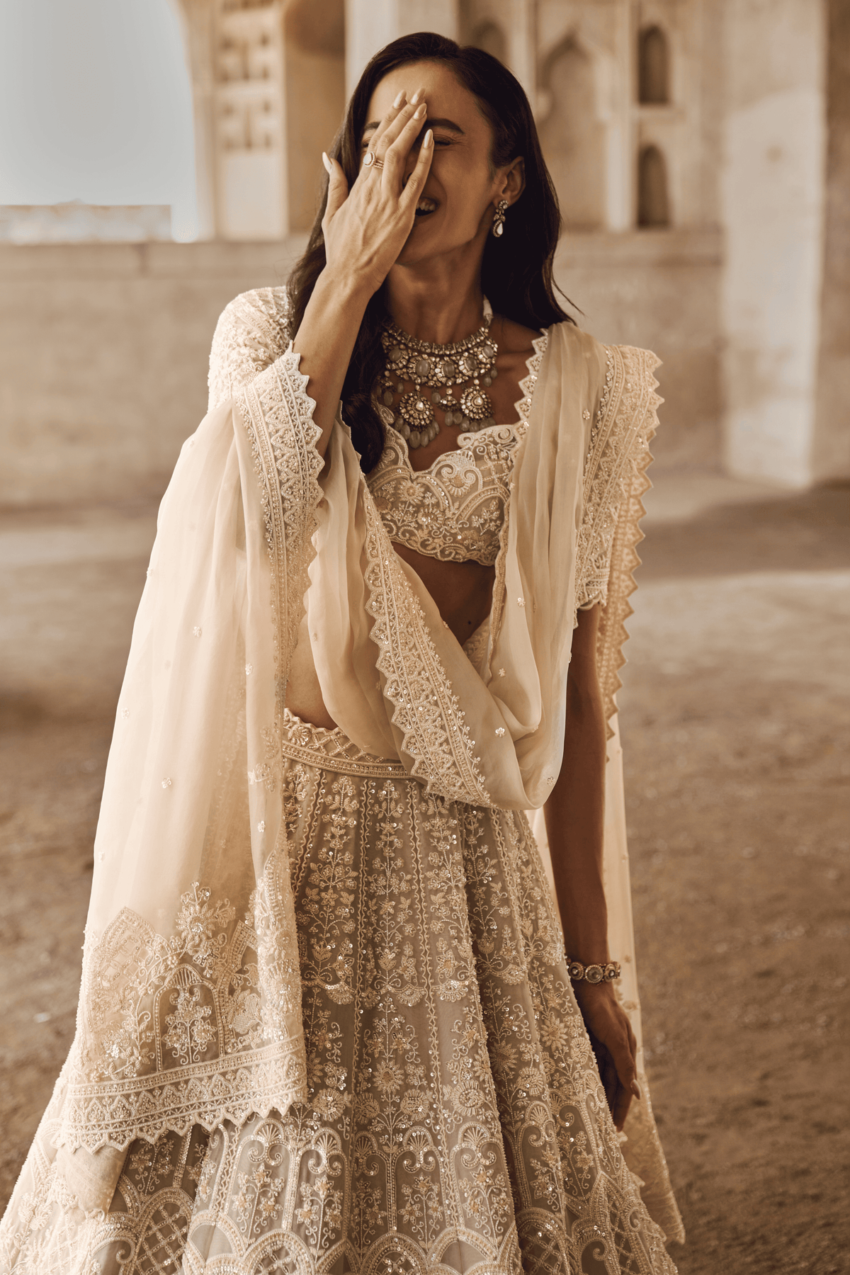 Greyish Ivory Meena Lehenga Set