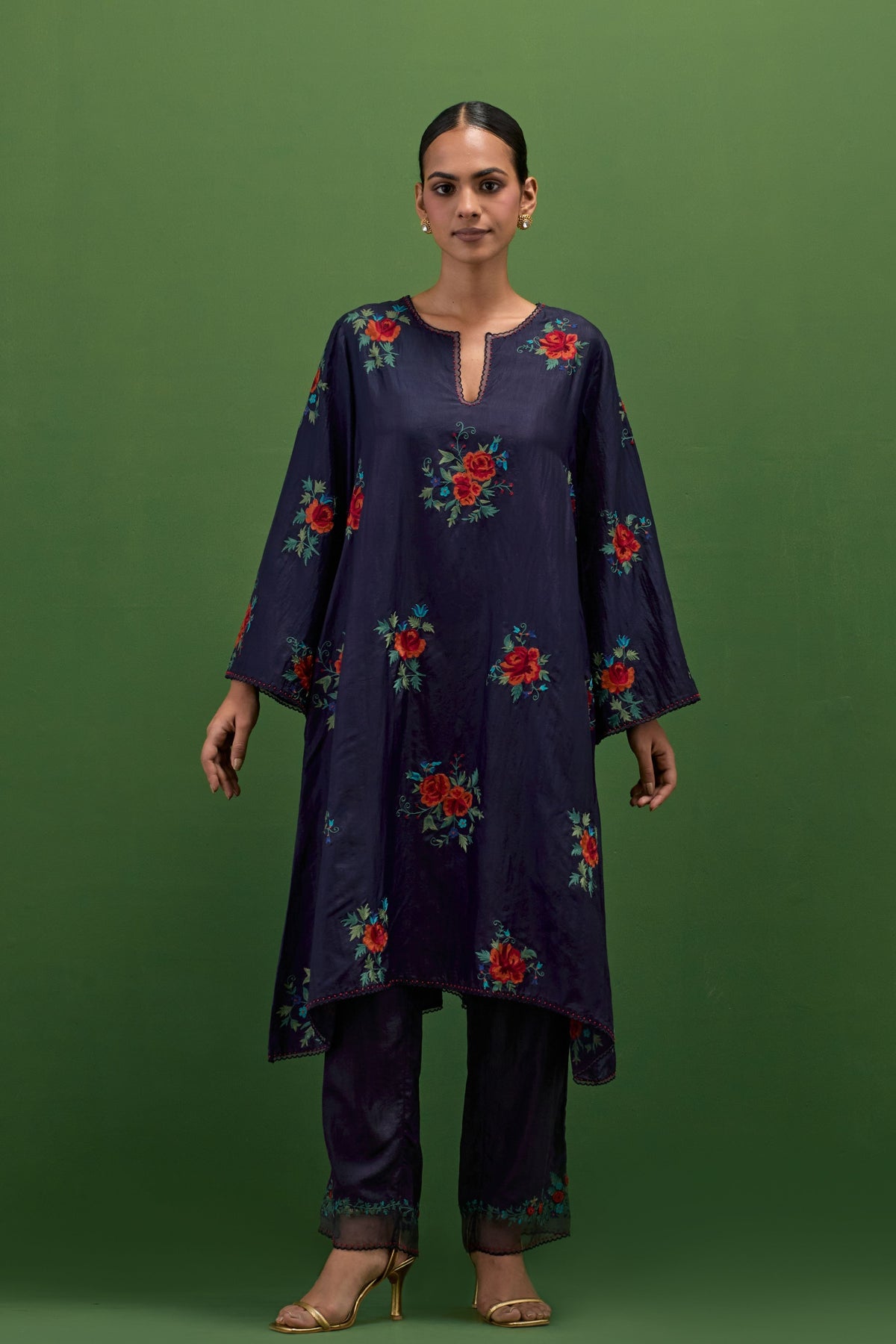 Midnight Blue Roses Kurta Set