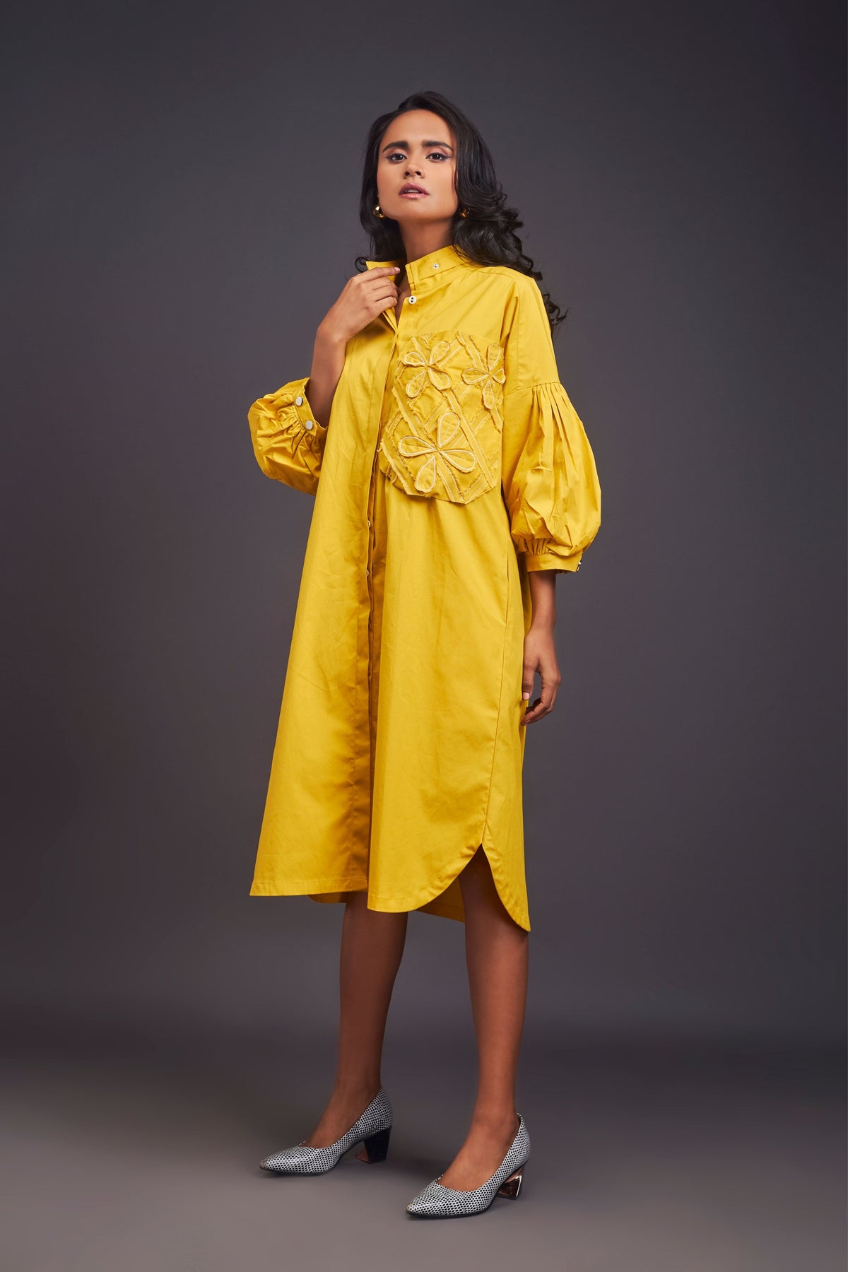 Yellow Oversized Shirt Dress