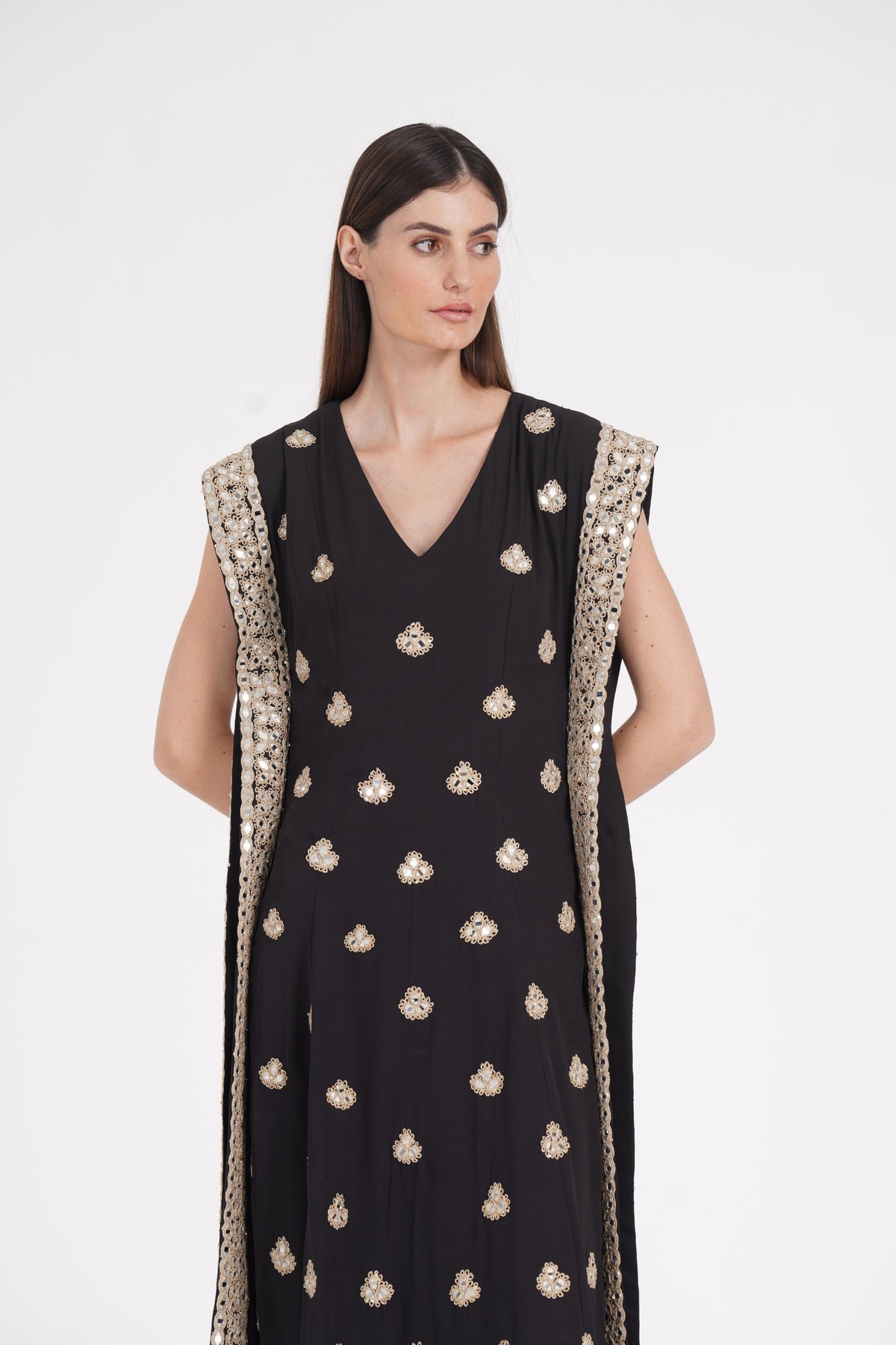 Embroidered Black Kaftan