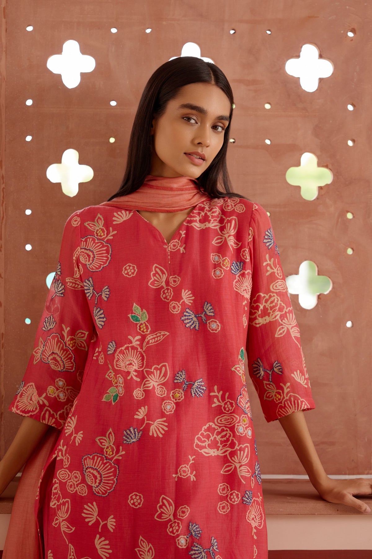 Rosewood Floral Kurta Set