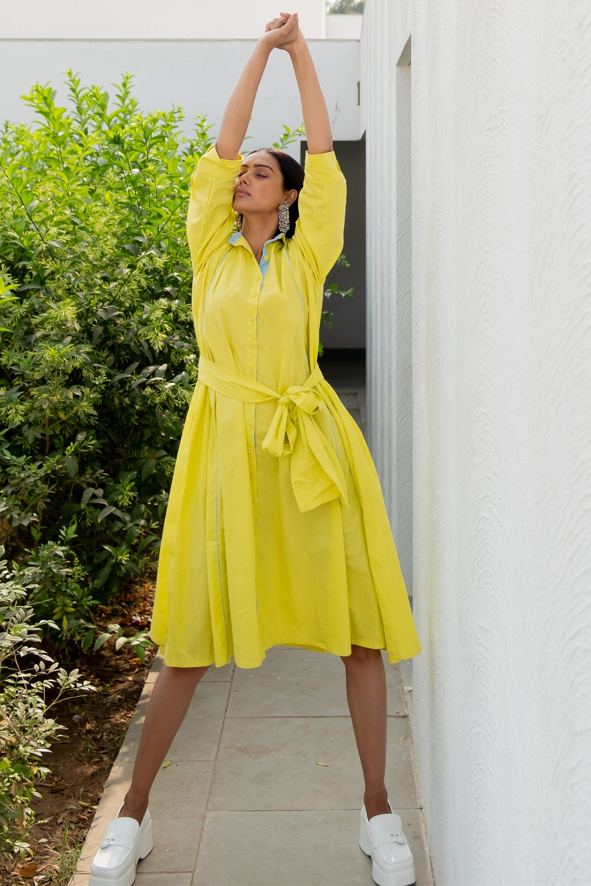 Neembu Yellow Shirt Dress