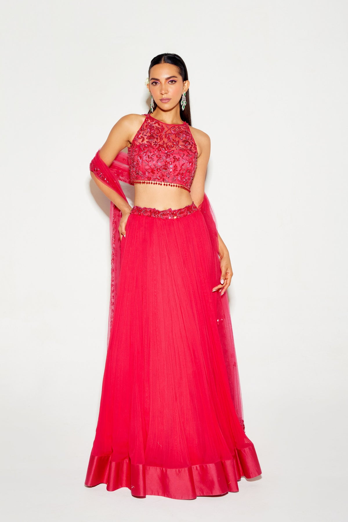 Pink Cut Work Lehenga Set