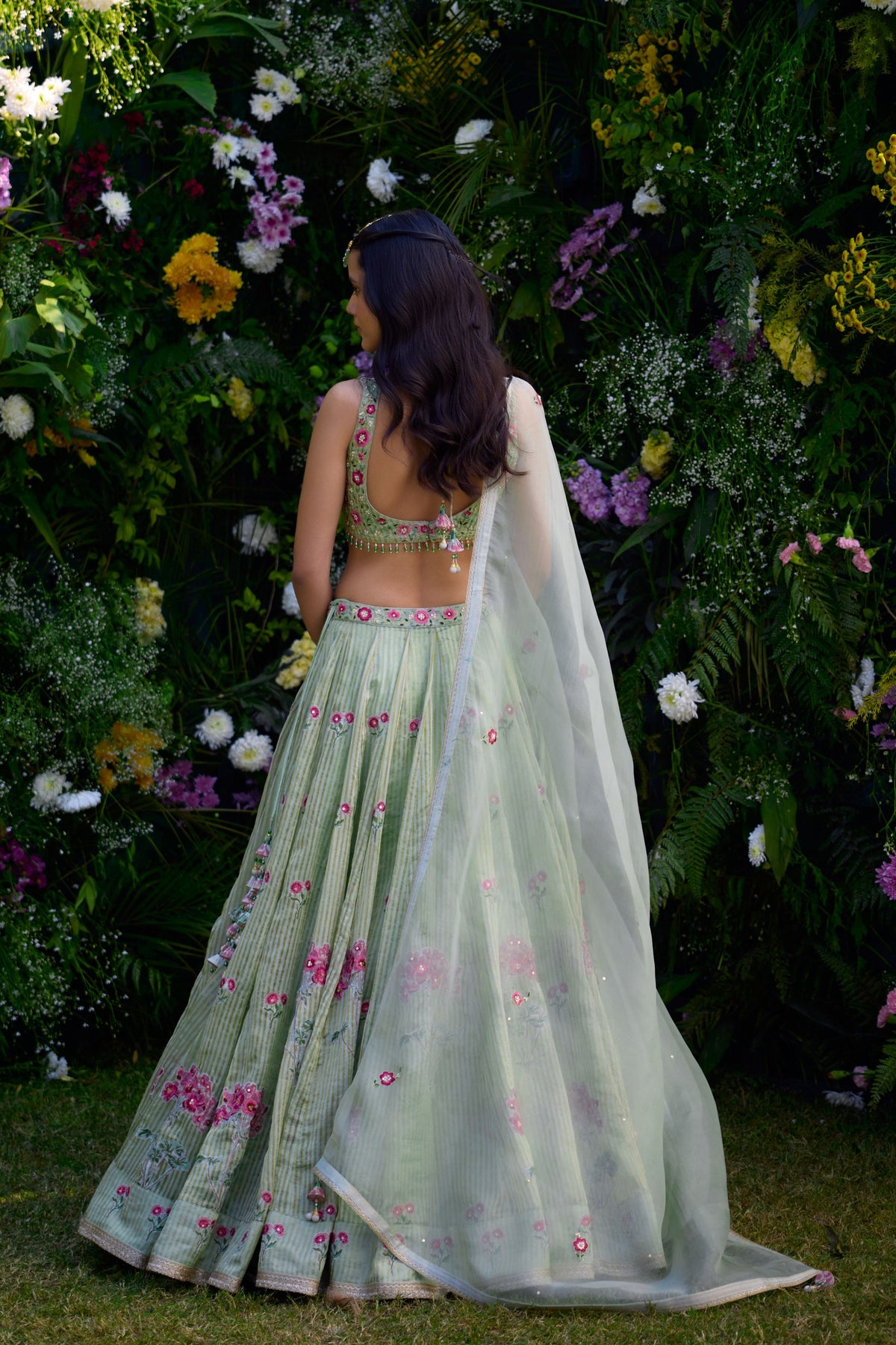 Smoke Green Lehenga Set