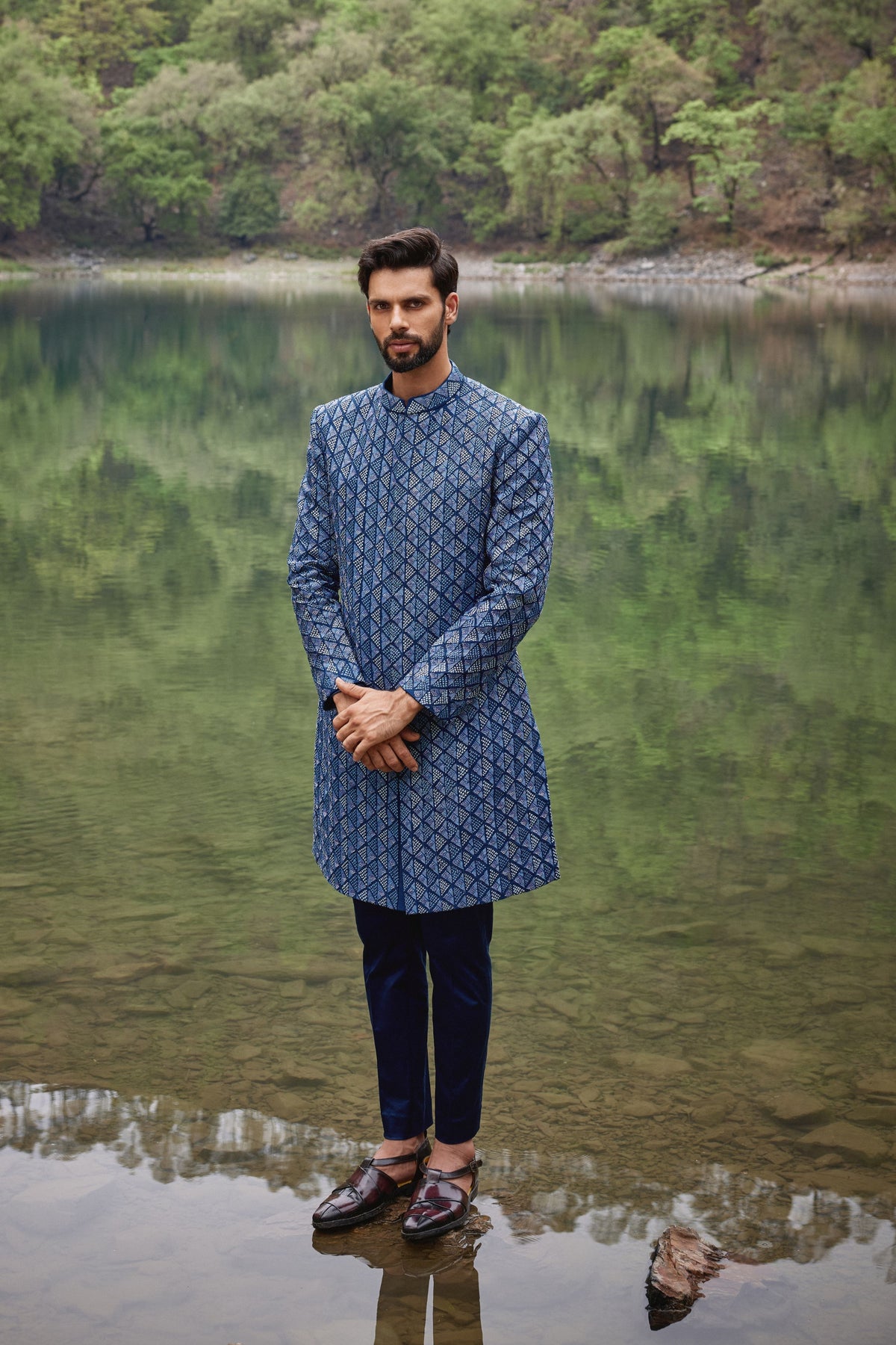 Carriben Blue Sherwani Set