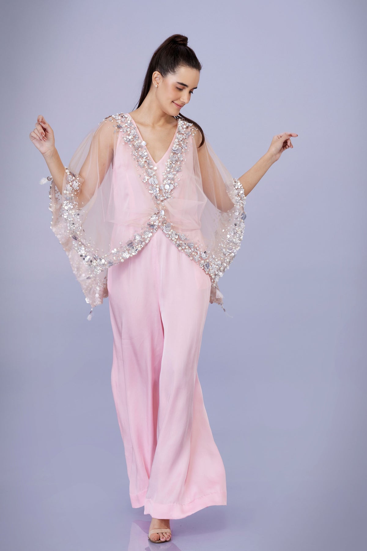 Light Pink Kaftan With Jumpsuit