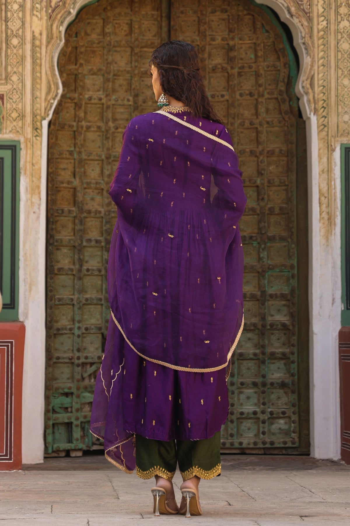 Overlap Frockstyle Purple Kurta Set