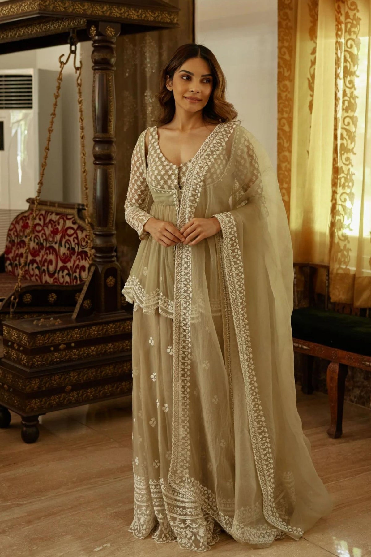 Beige Sharara Set