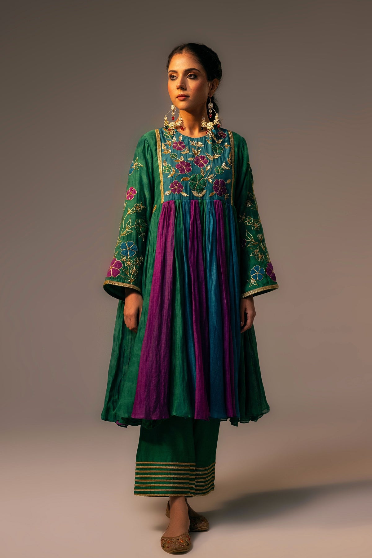 Multi Coloured Anarkali Set