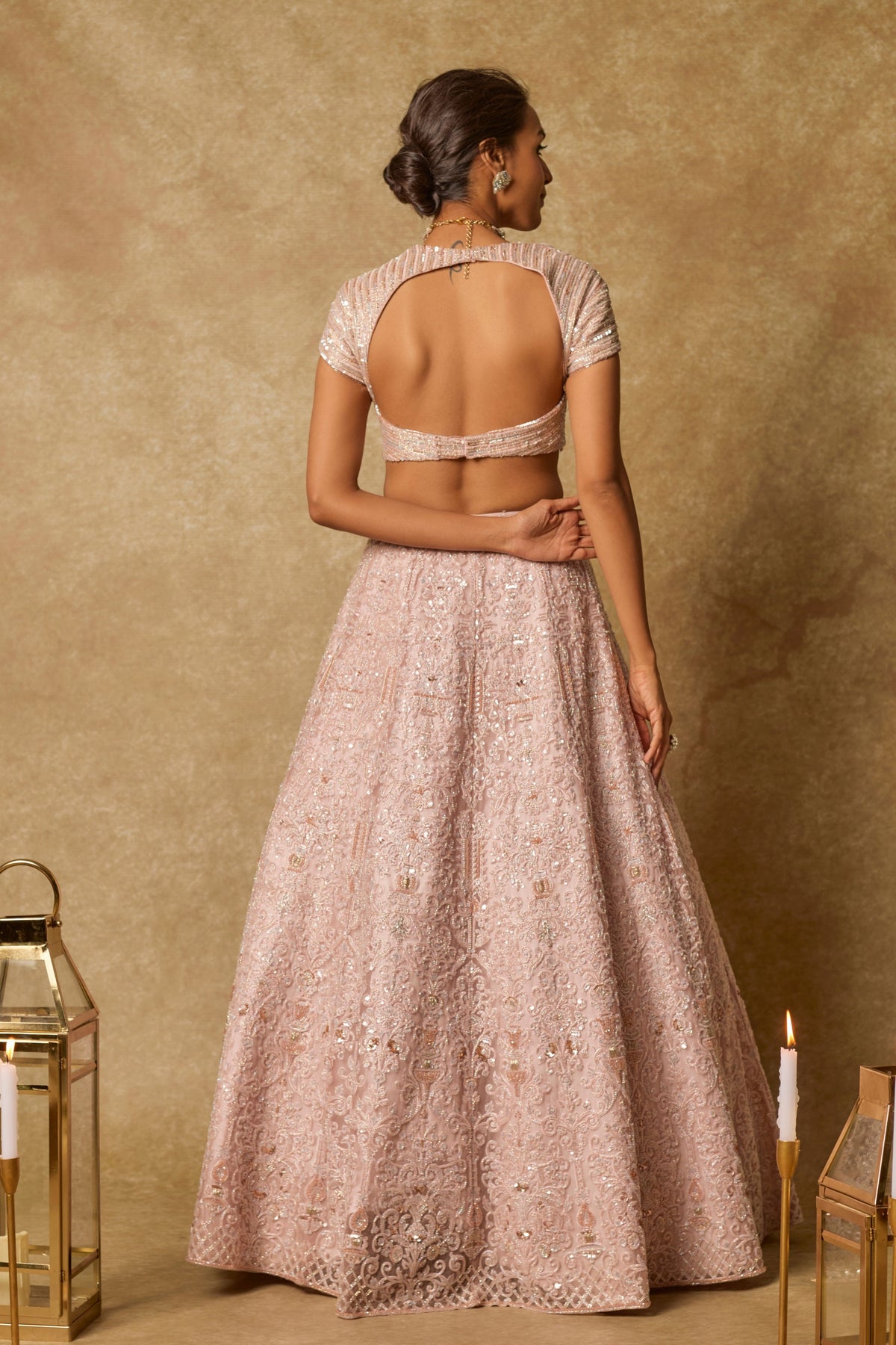 Dusty Pink Embroidered Lehenga Set