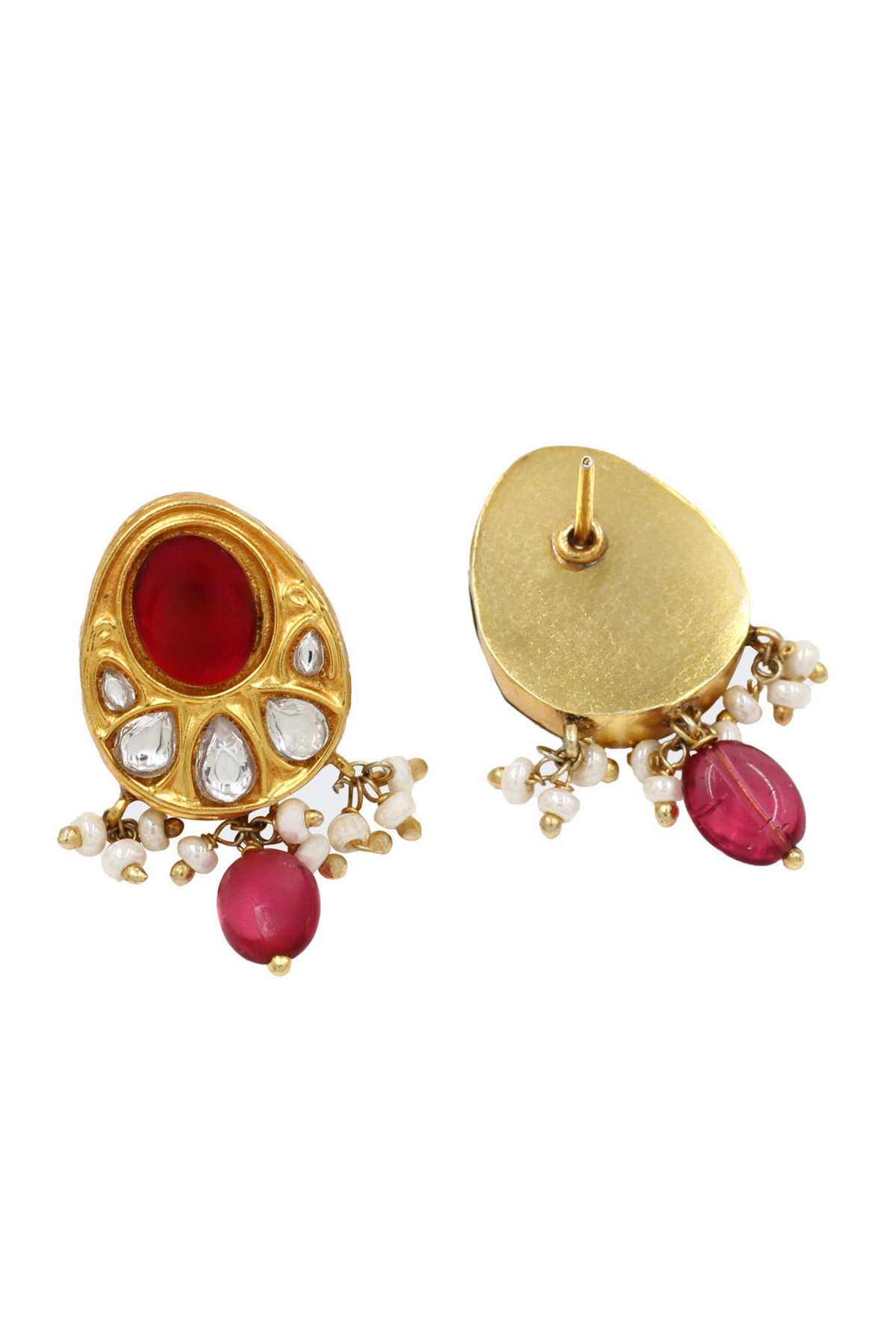 Luminous Gold Kundan Studded Earrings.