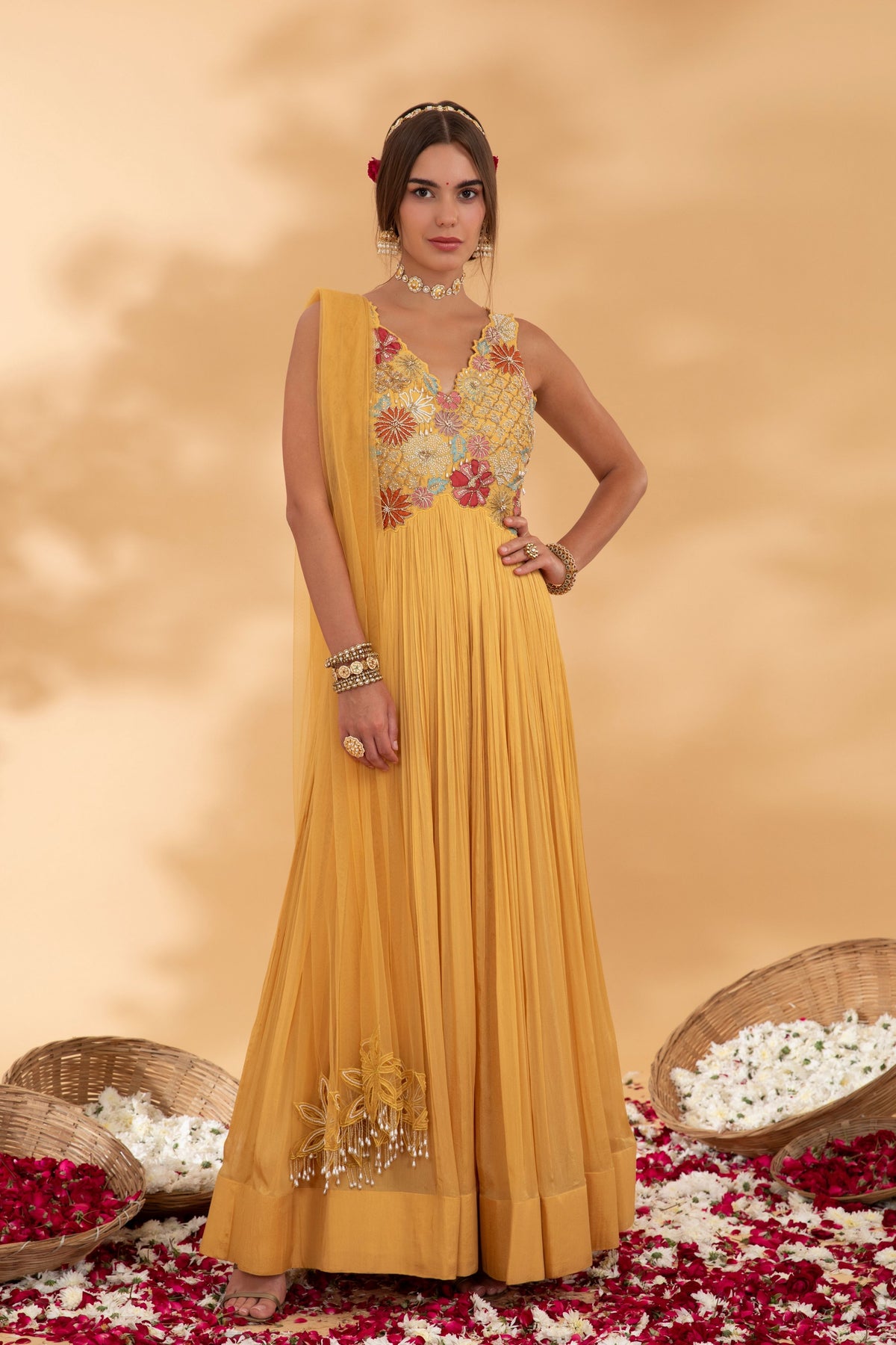 Golden Yellow Anarkali Set