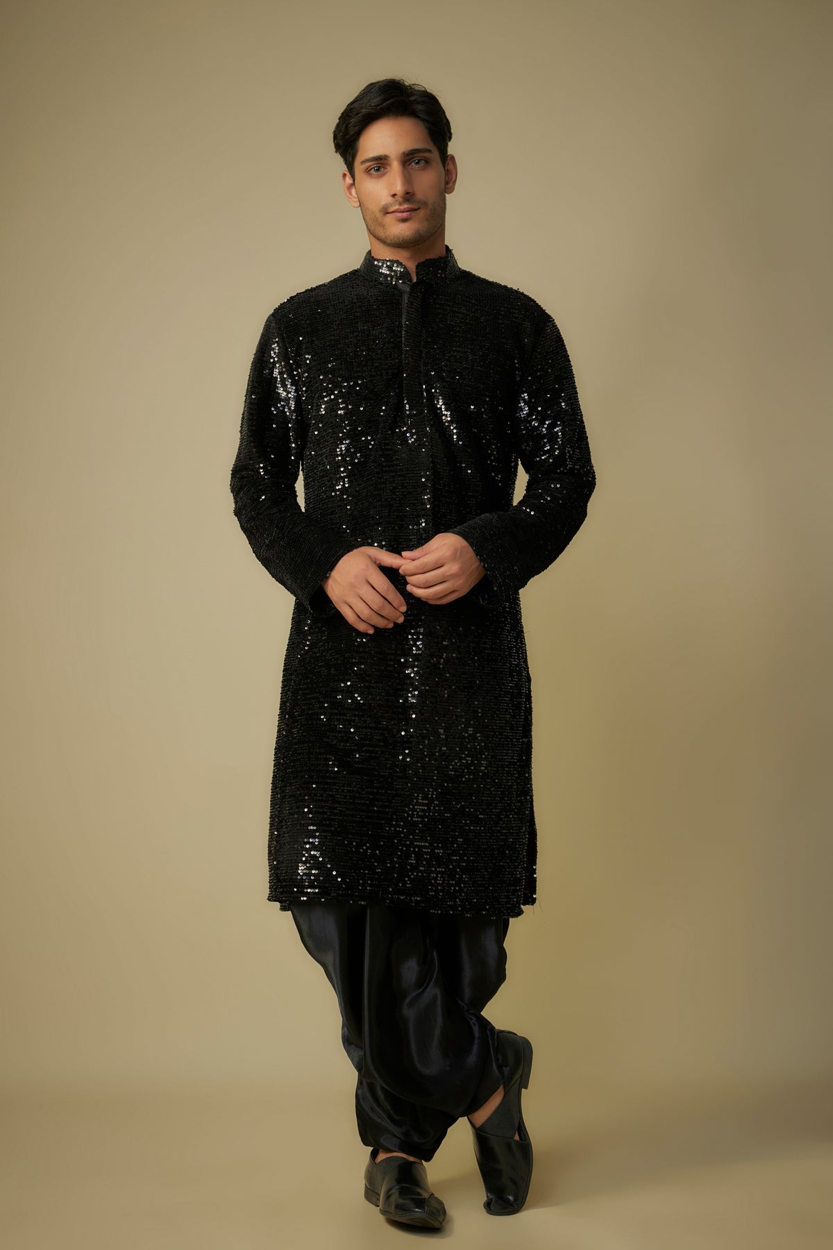 Black Sequin Kurta Set