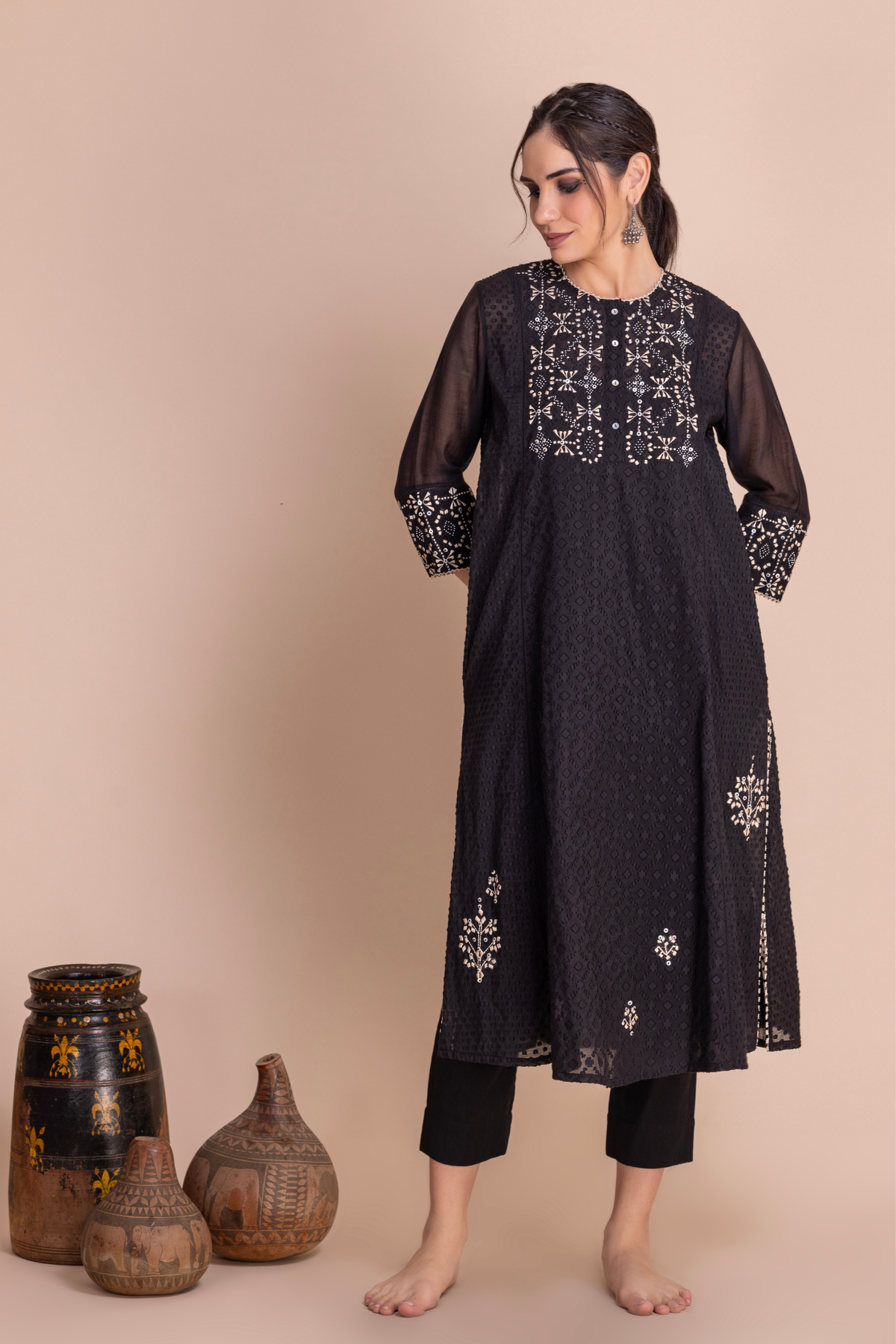 Hooghan Black Tunic Set